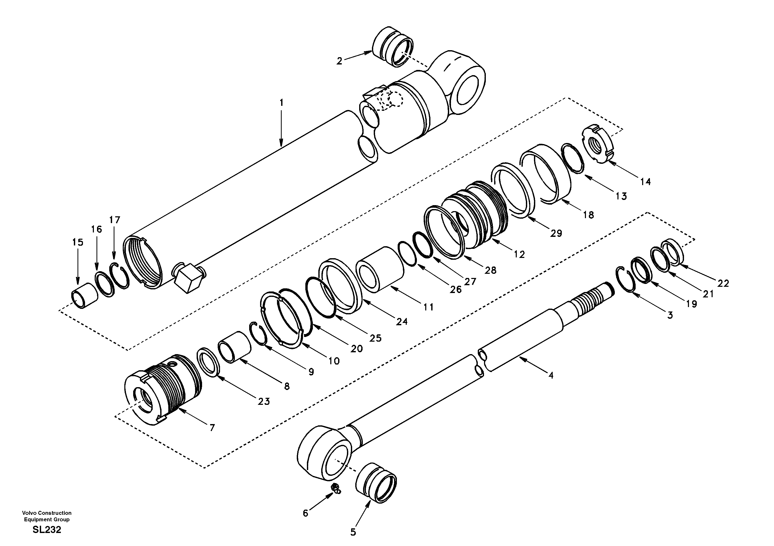 Схема запчастей Volvo EC55 - 40196 Dipper arm cylinder EC55 SER NO 5001-
