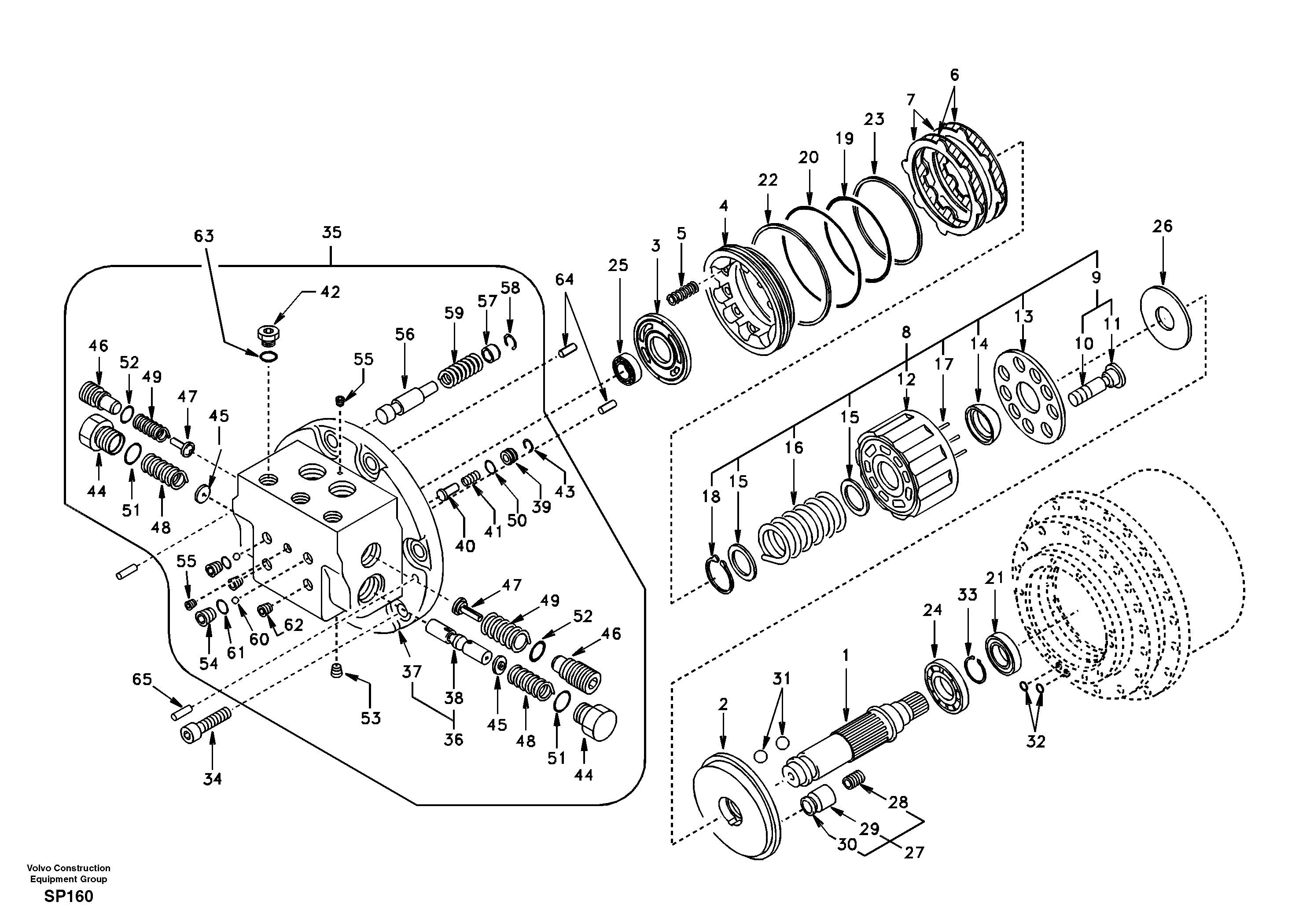 Схема запчастей Volvo EC55 - 88696 Гидромотор хода EC55 SER NO 20001-