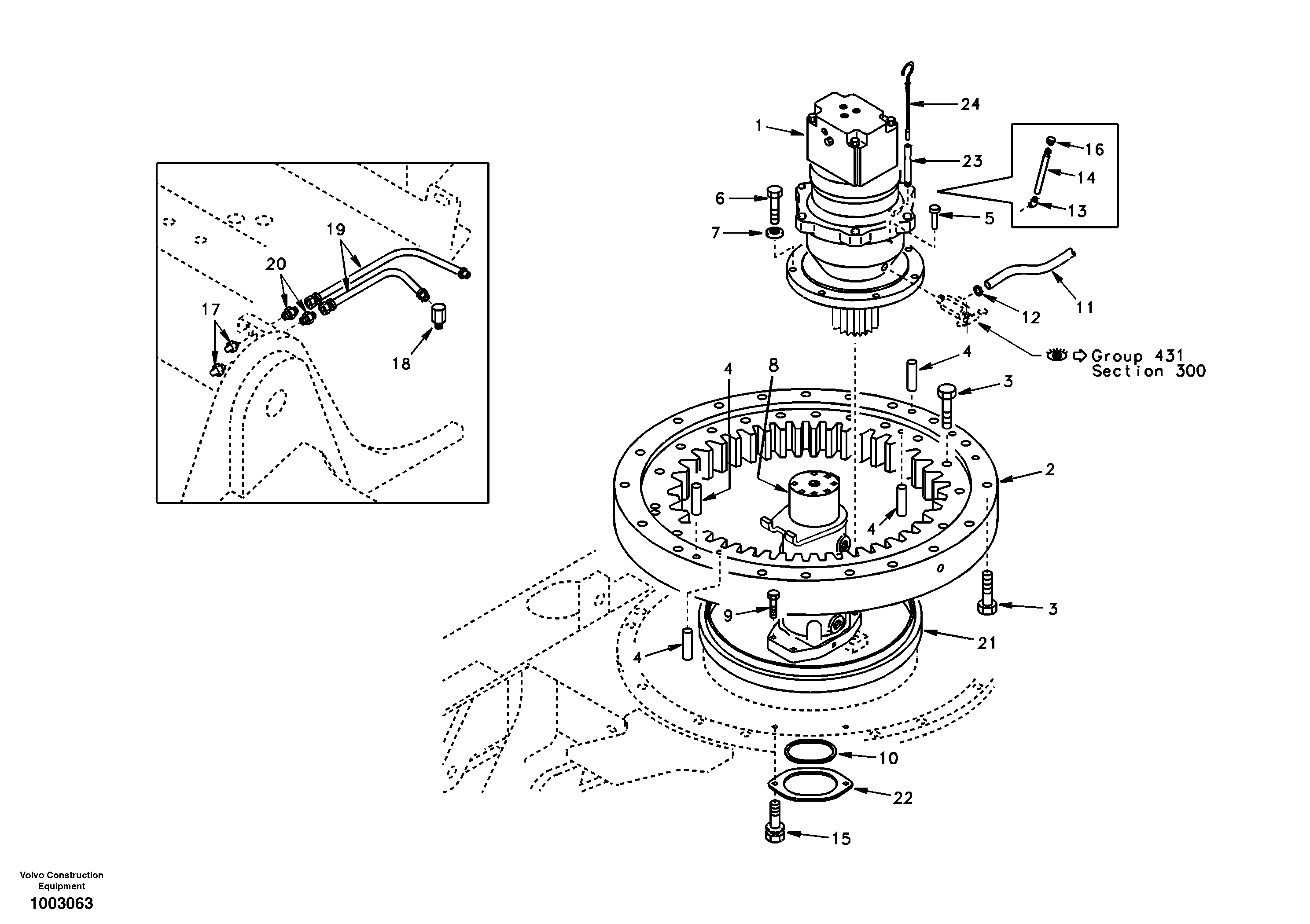 Схема запчастей Volvo EC55 - 39341 Swing system EC55 SER NO 20001-