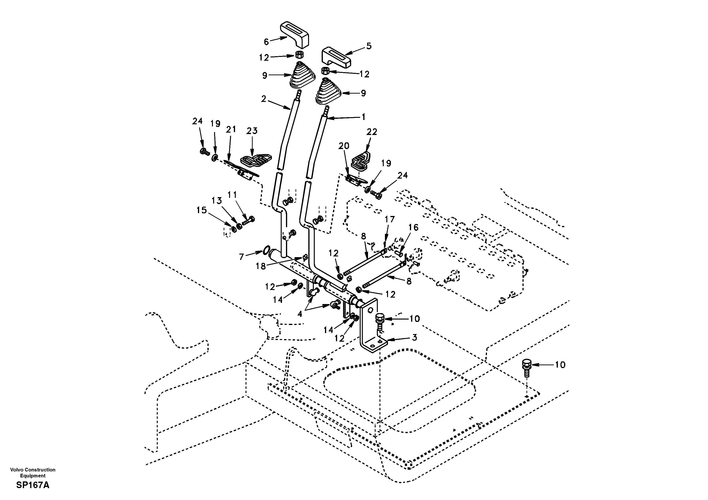 Схема запчастей Volvo EC55 - 43835 Control links, travel EC55 SER NO 20001-