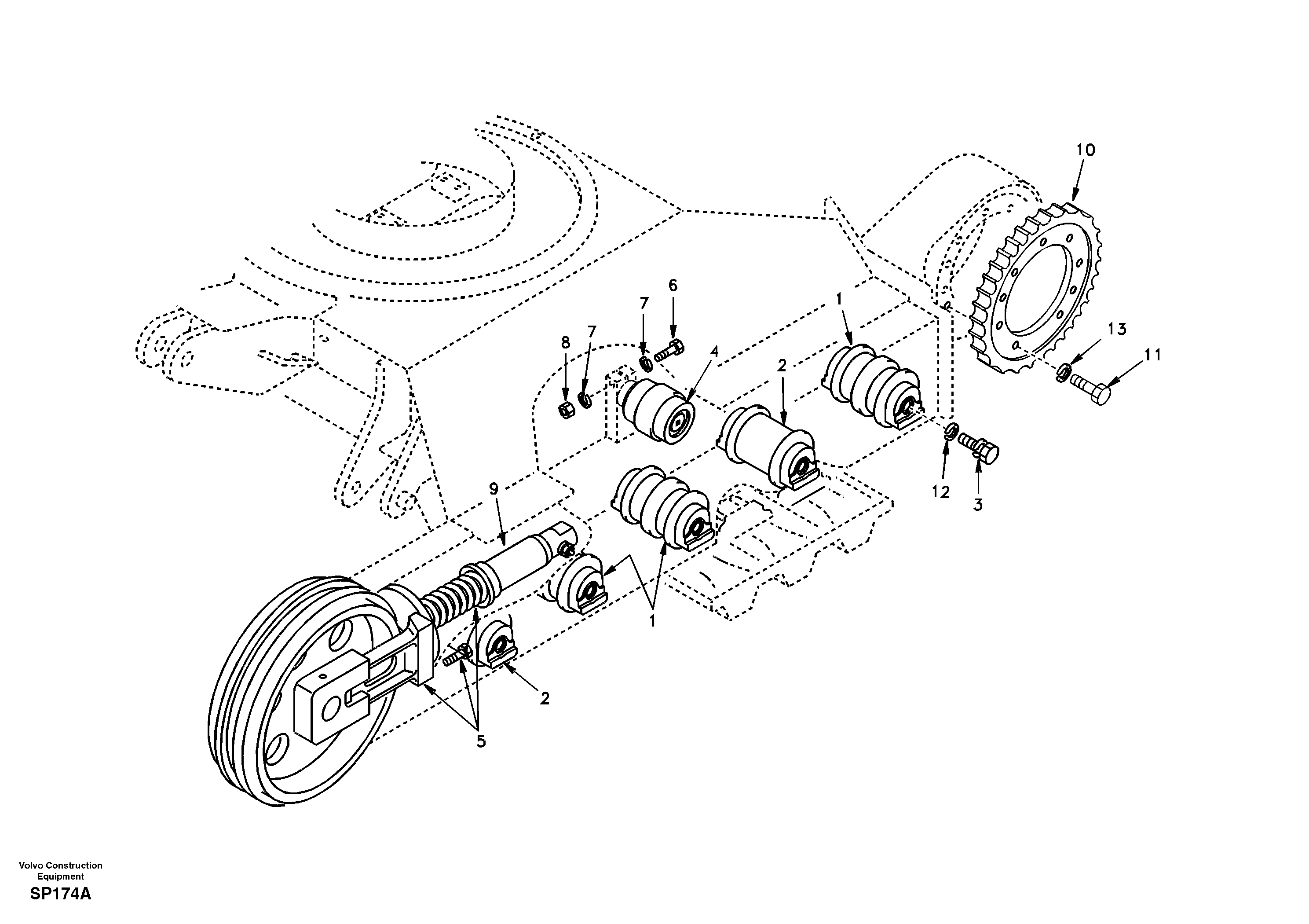 Схема запчастей Volvo EC55 - 11250 Undercarriage, components and track guards EC55 SER NO 20001-