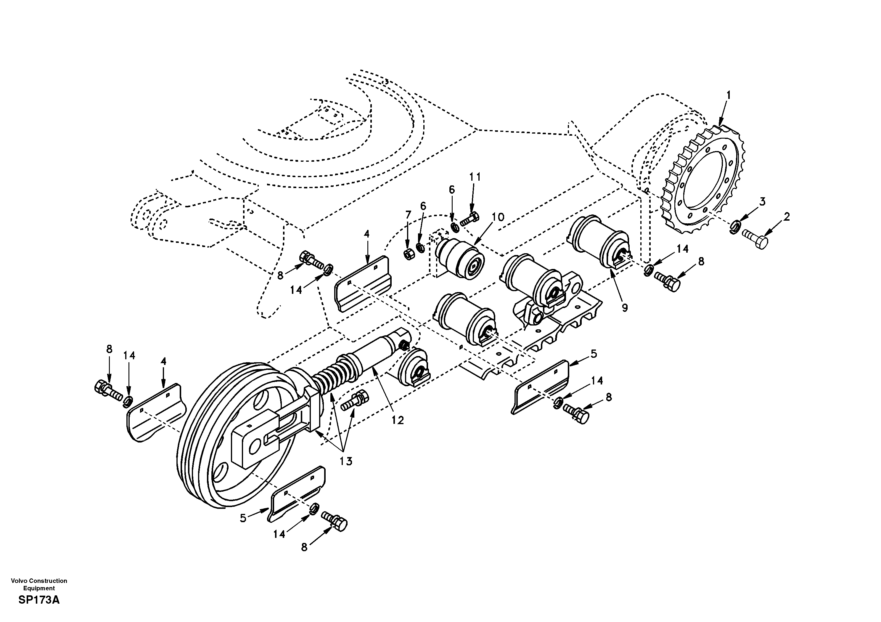 Схема запчастей Volvo EC55 - 59663 Undercarriage, components and track guards EC55 SER NO 20001-