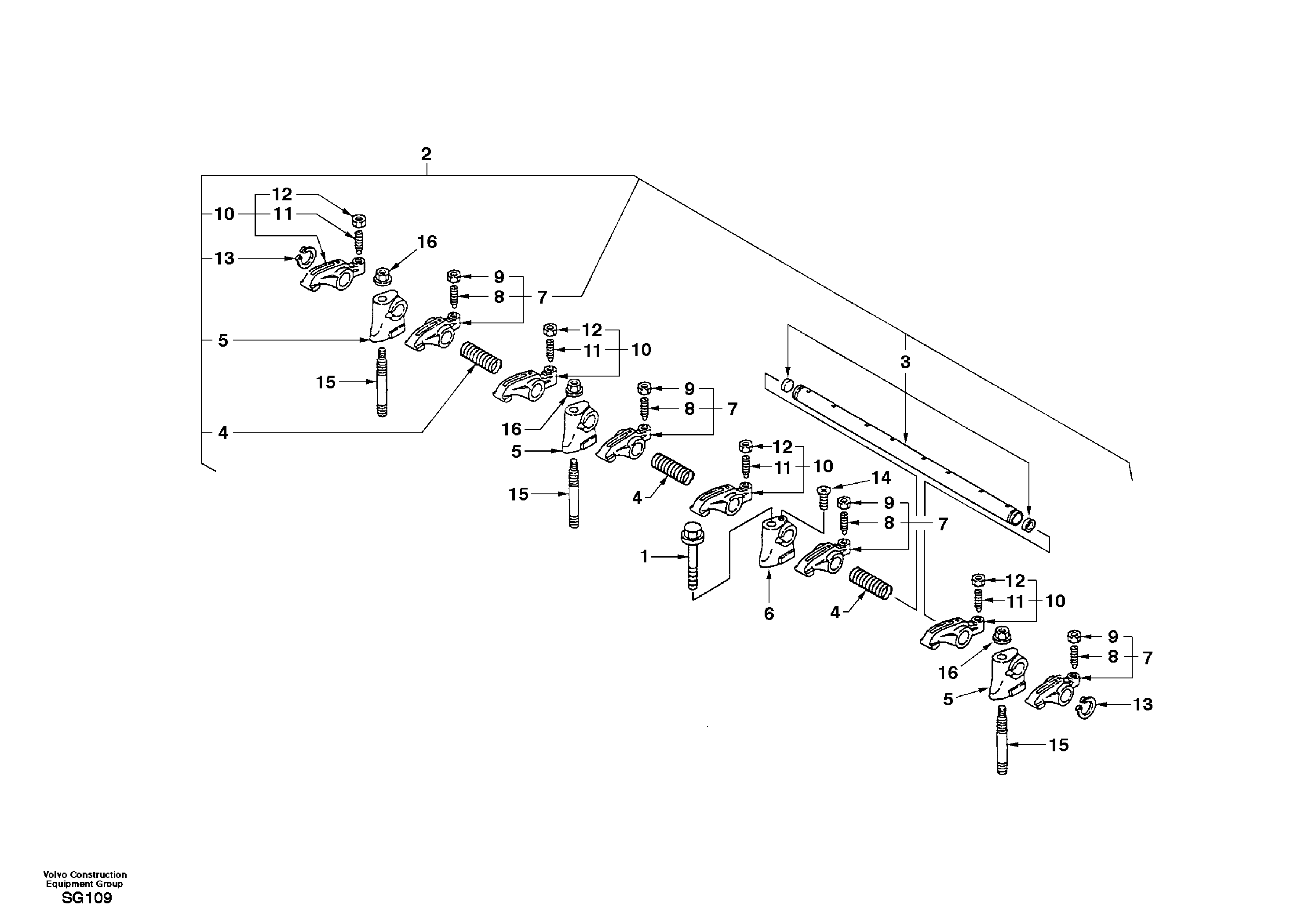 Схема запчастей Volvo EC55 - 37740 Коромысло клапанов EC55 SER NO 3001 -