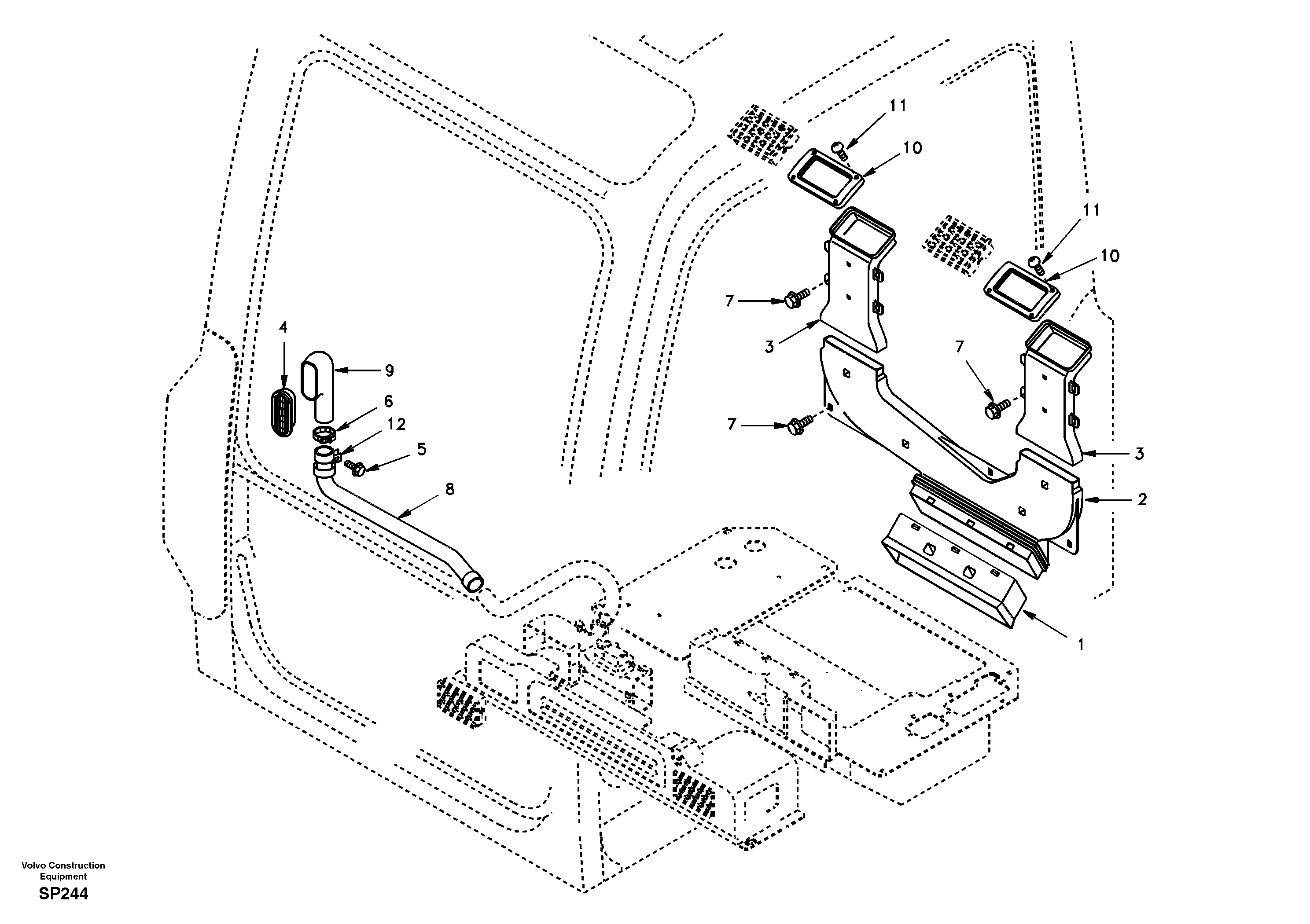 Схема запчастей Volvo EC55 - 50833 Air conditioning line, cooling and heater EC55 SER NO 20001-