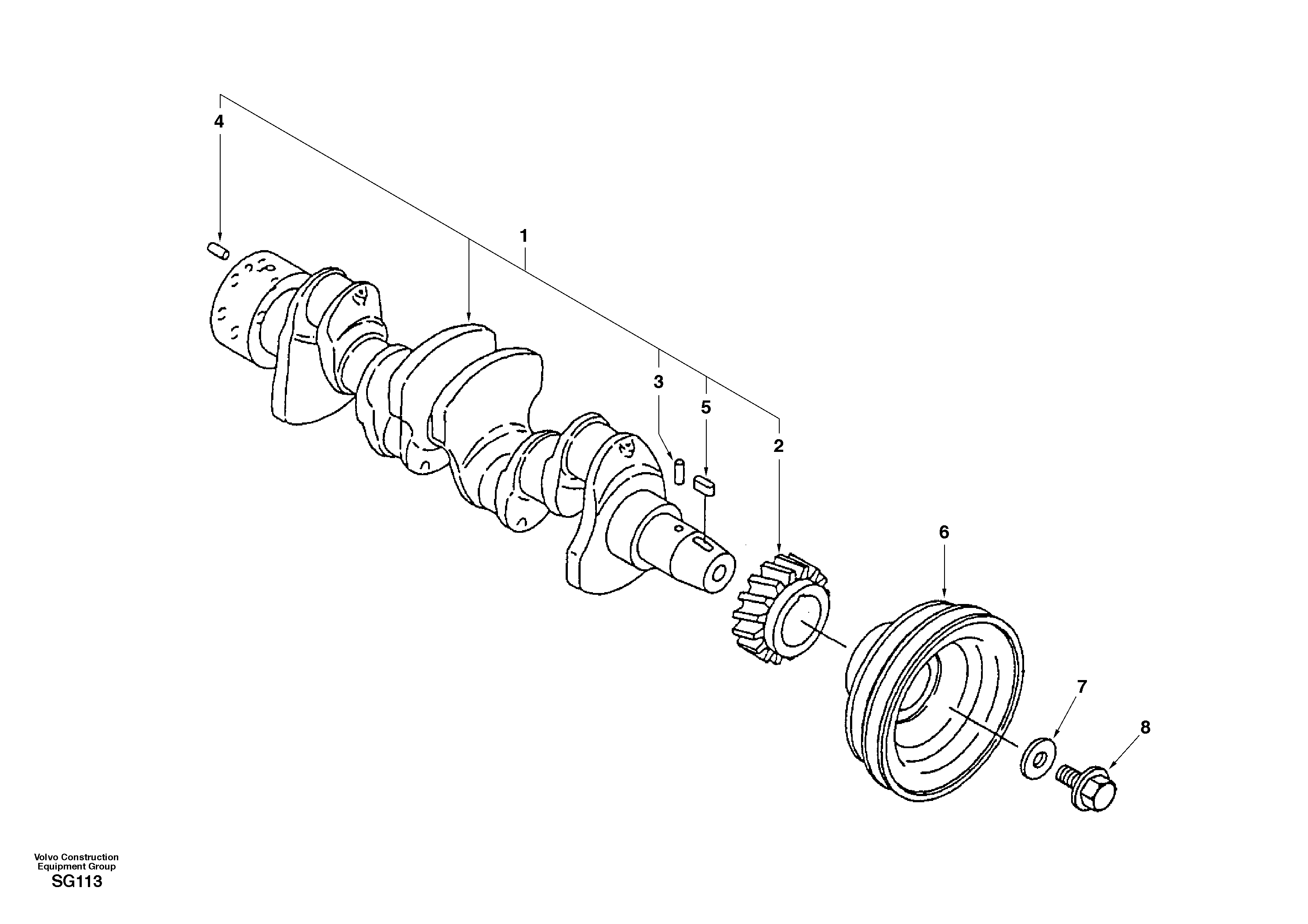 Схема запчастей Volvo EC55 - 60290 Коленчатый вал (коленвал) EC55 SER NO 3001 -