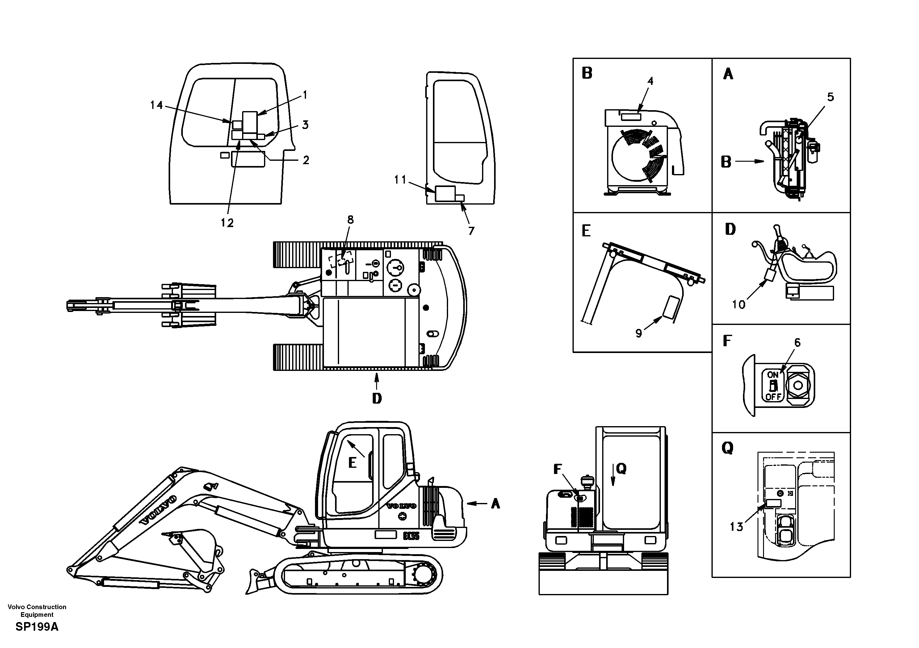 Схема запчастей Volvo EC55 - 11556 Decal, inner location EC55 SER NO 20001-