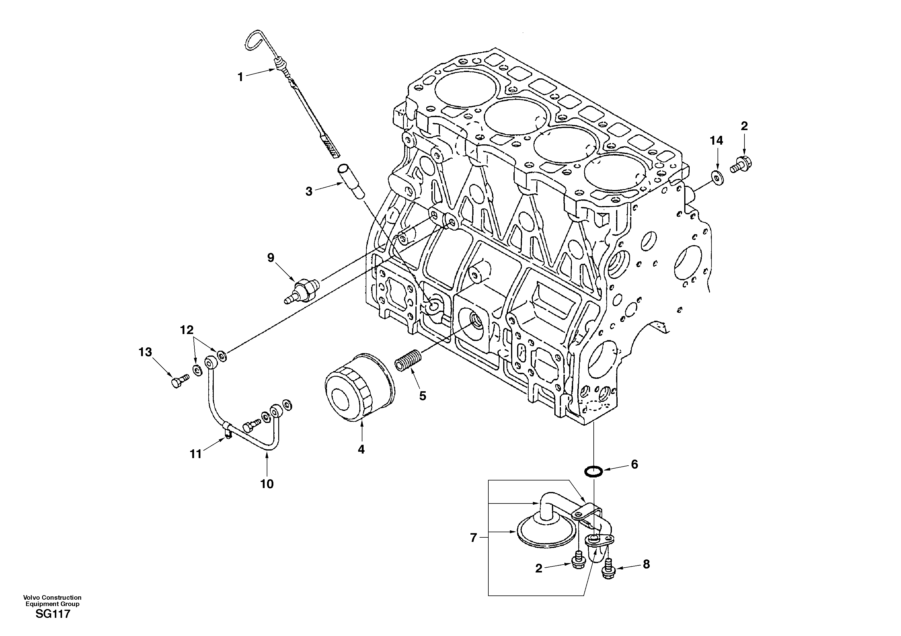 Схема запчастей Volvo EC55 - 60291 Система масляной смазки EC55 SER NO 3001 -