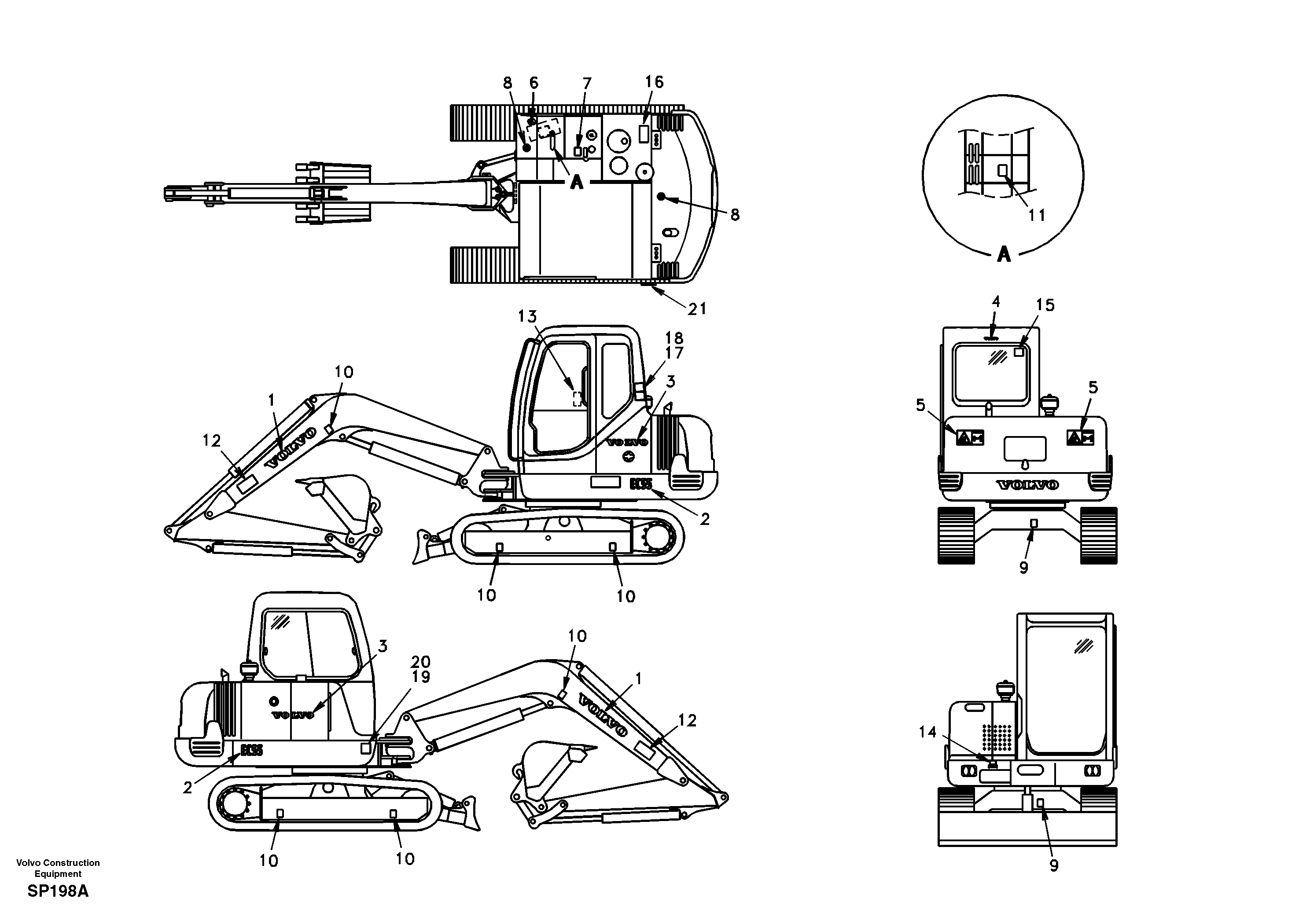 Схема запчастей Volvo EC55 - 43207 Decal, outer location EC55 SER NO 20001-