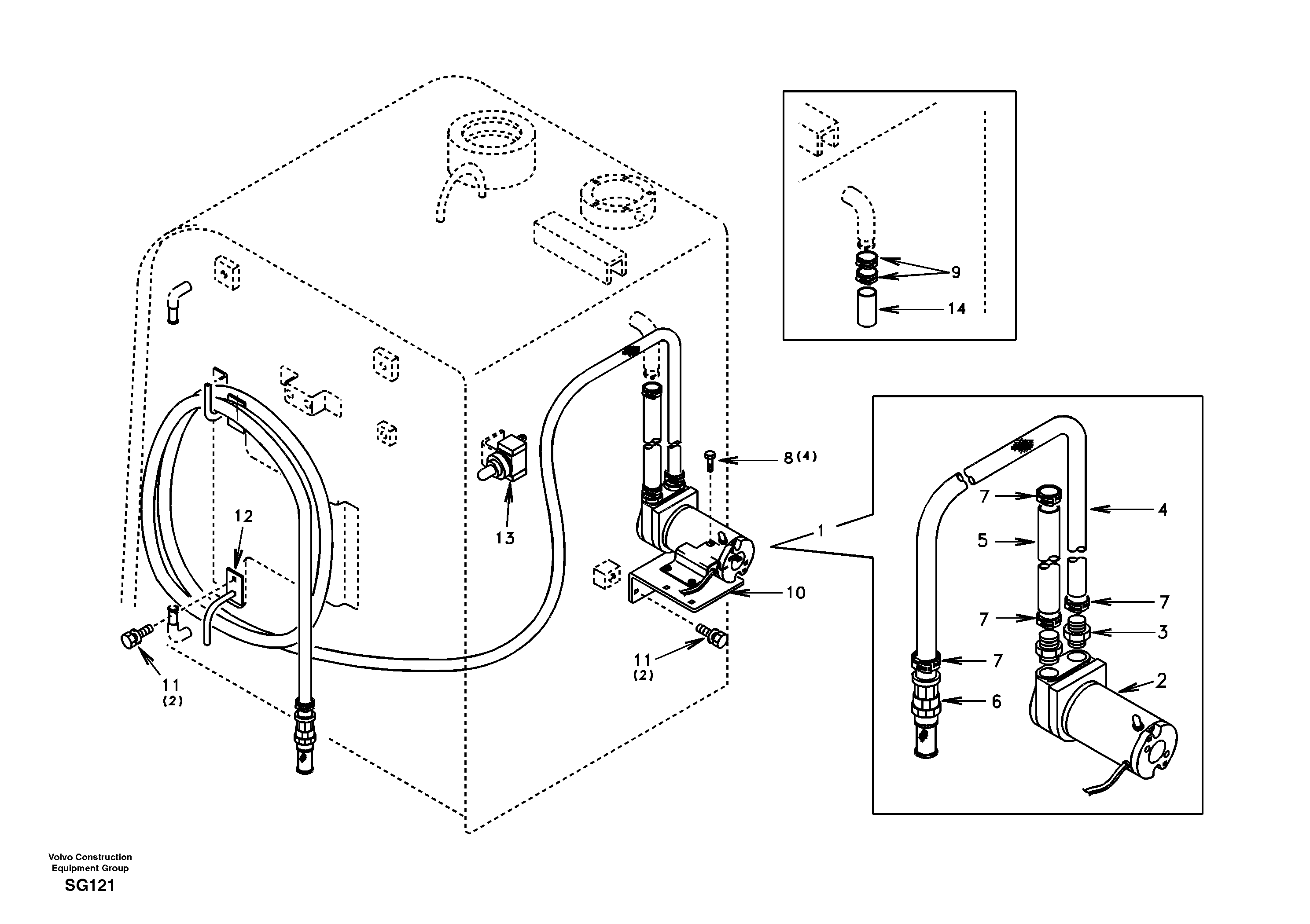 Схема запчастей Volvo EC55 - 37746 Fuel filling pump EC55 SER NO 3001 -