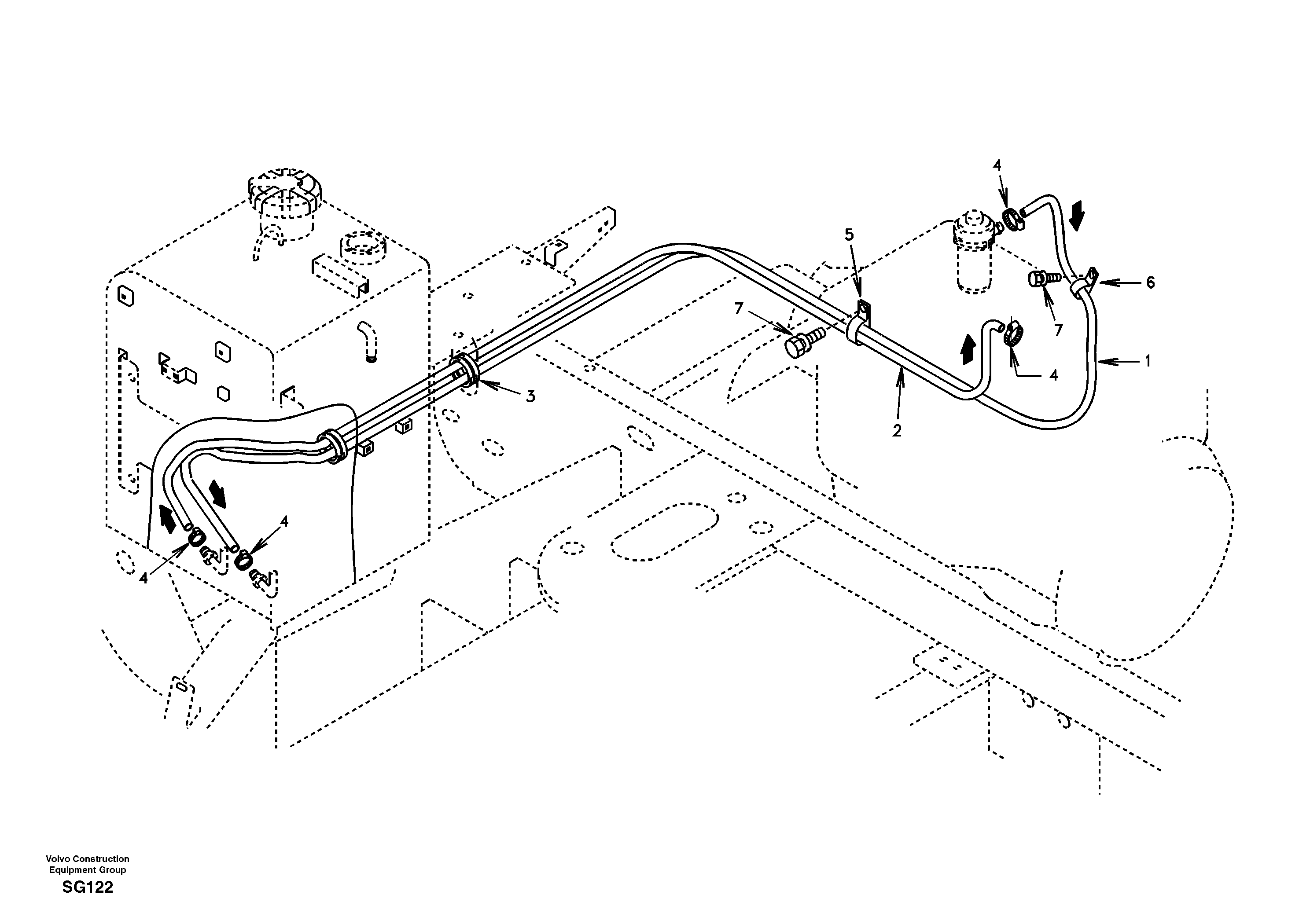 Схема запчастей Volvo EC55 - 37747 Fuel pipe - Fuel tank EC55 SER NO 3001 -