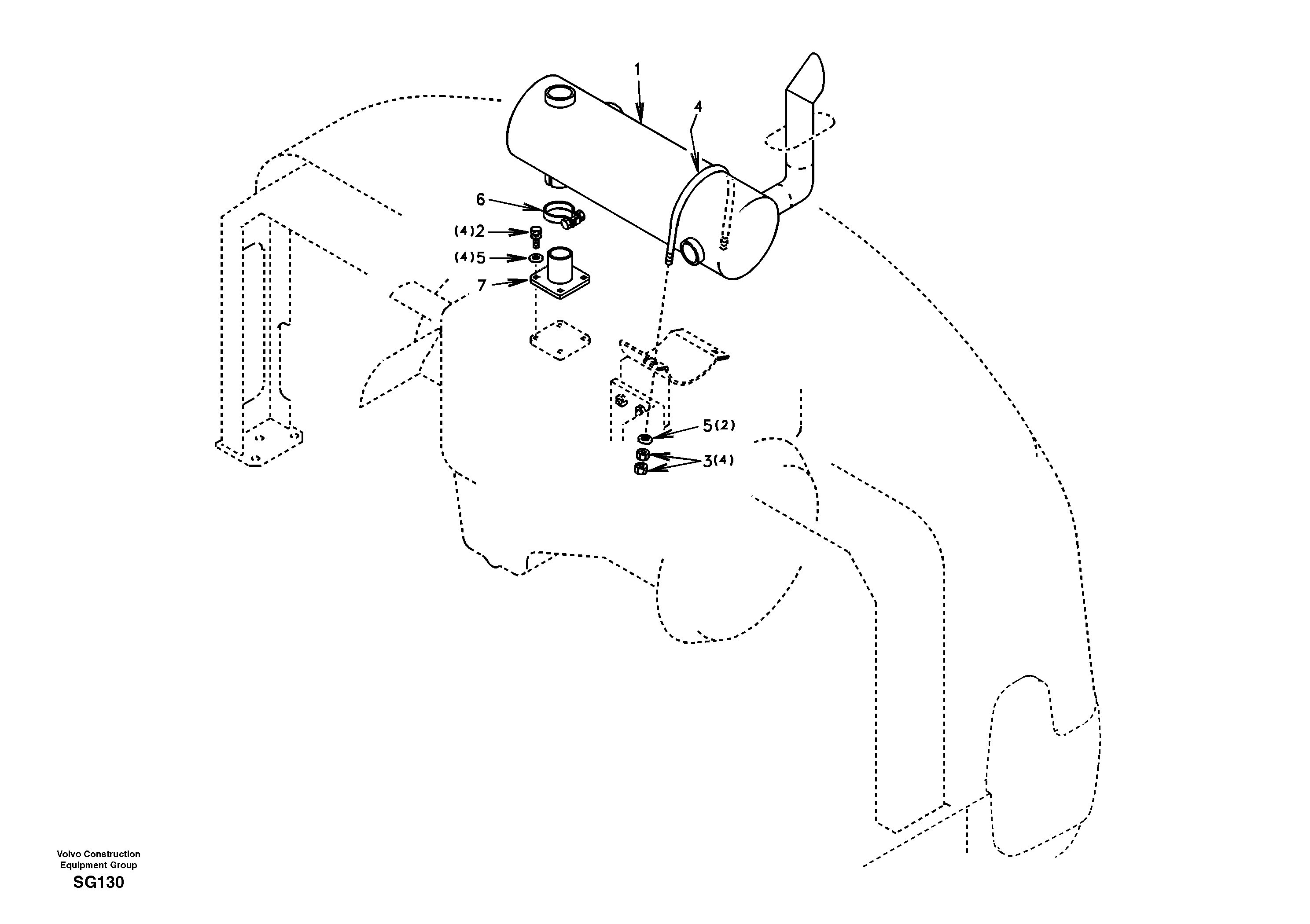 Схема запчастей Volvo EC55 - 44105 Выхлопная система EC55 SER NO 3001 -