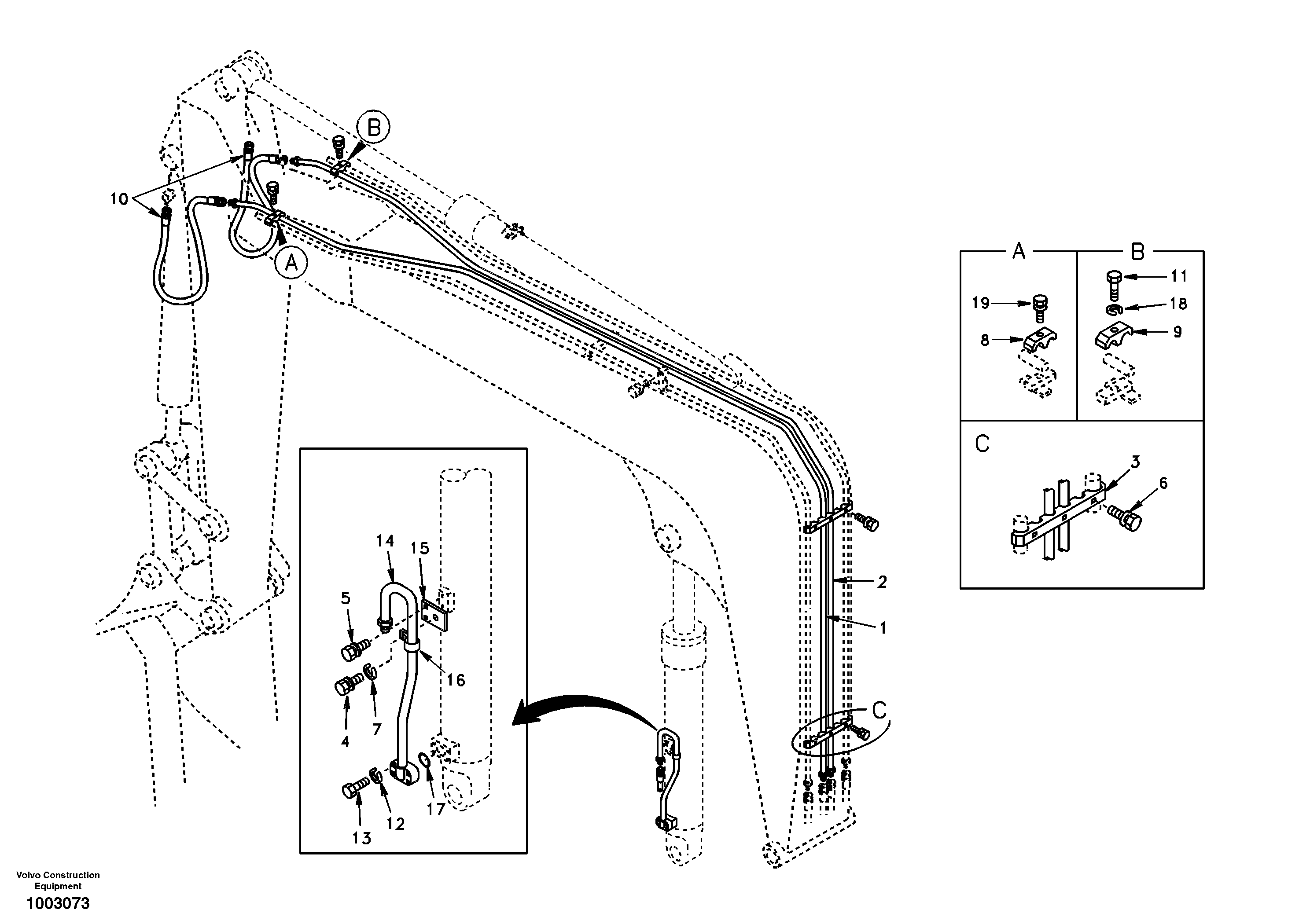 Схема запчастей Volvo EC55 - 1045 Working hydraulic, boom EC55 SER NO 20001-