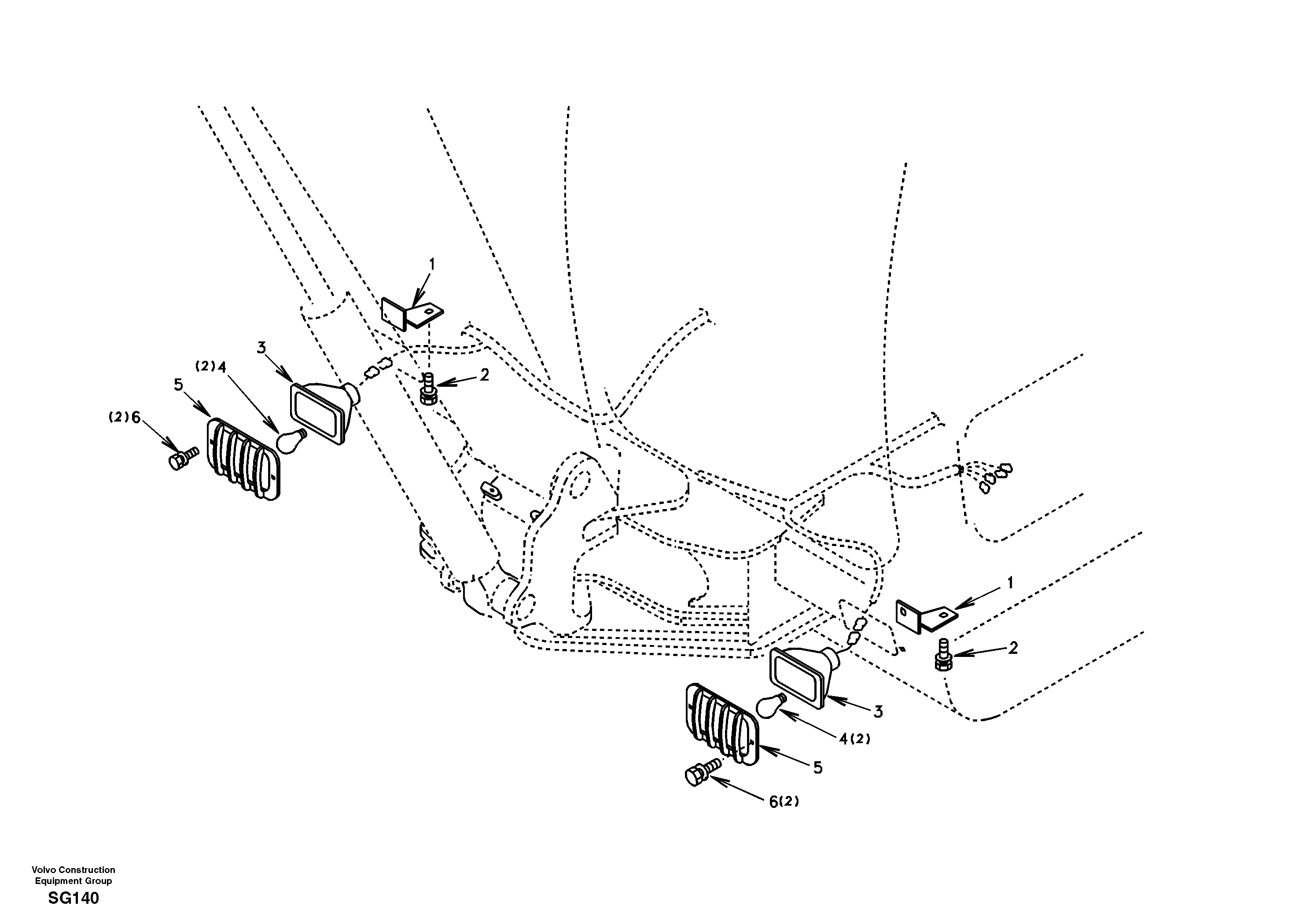 Схема запчастей Volvo EC55 - 41846 Lighting, front EC55 SER NO 3001 -