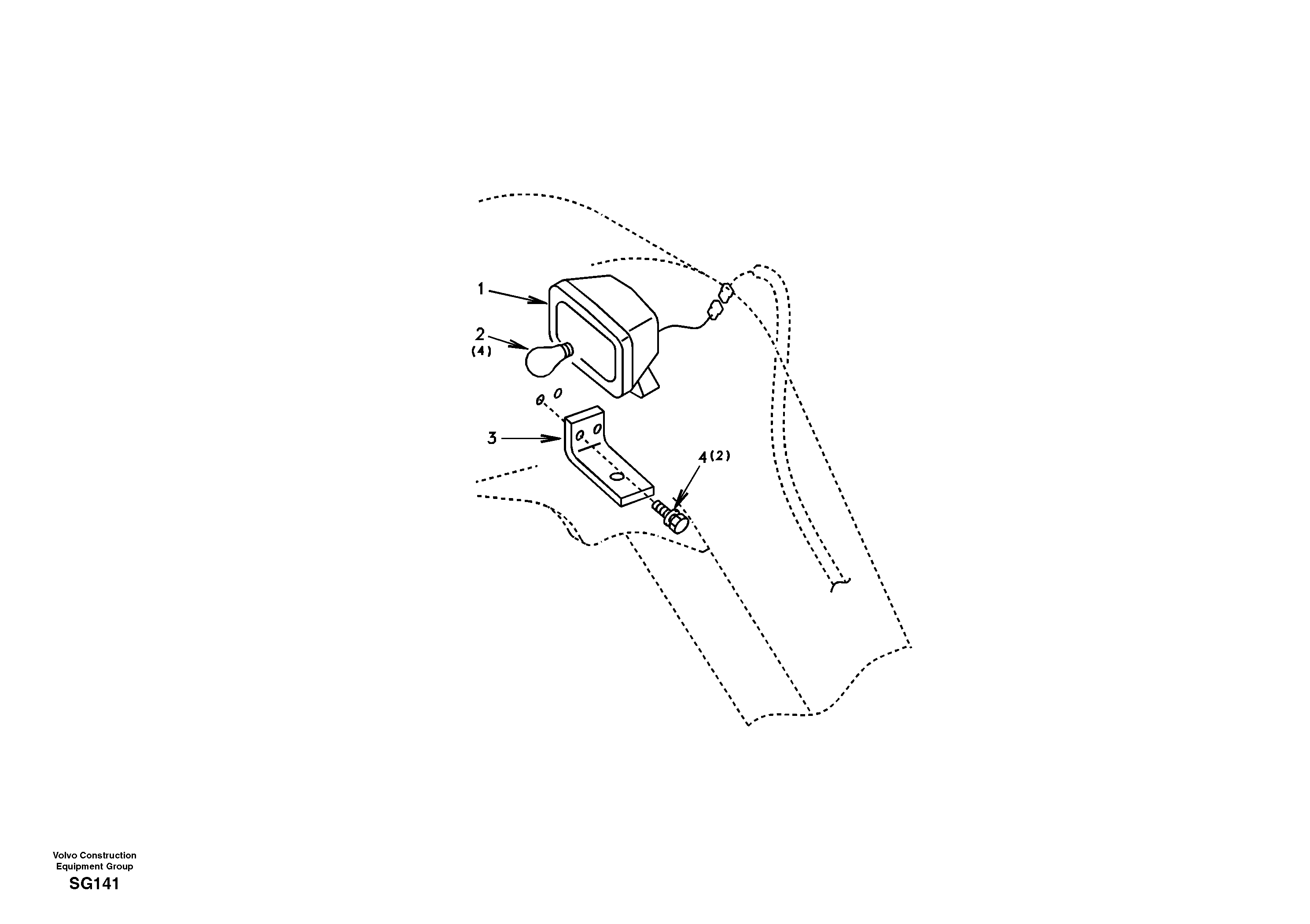 Схема запчастей Volvo EC55 - 41847 Working lamp on boom EC55 SER NO 3001 -