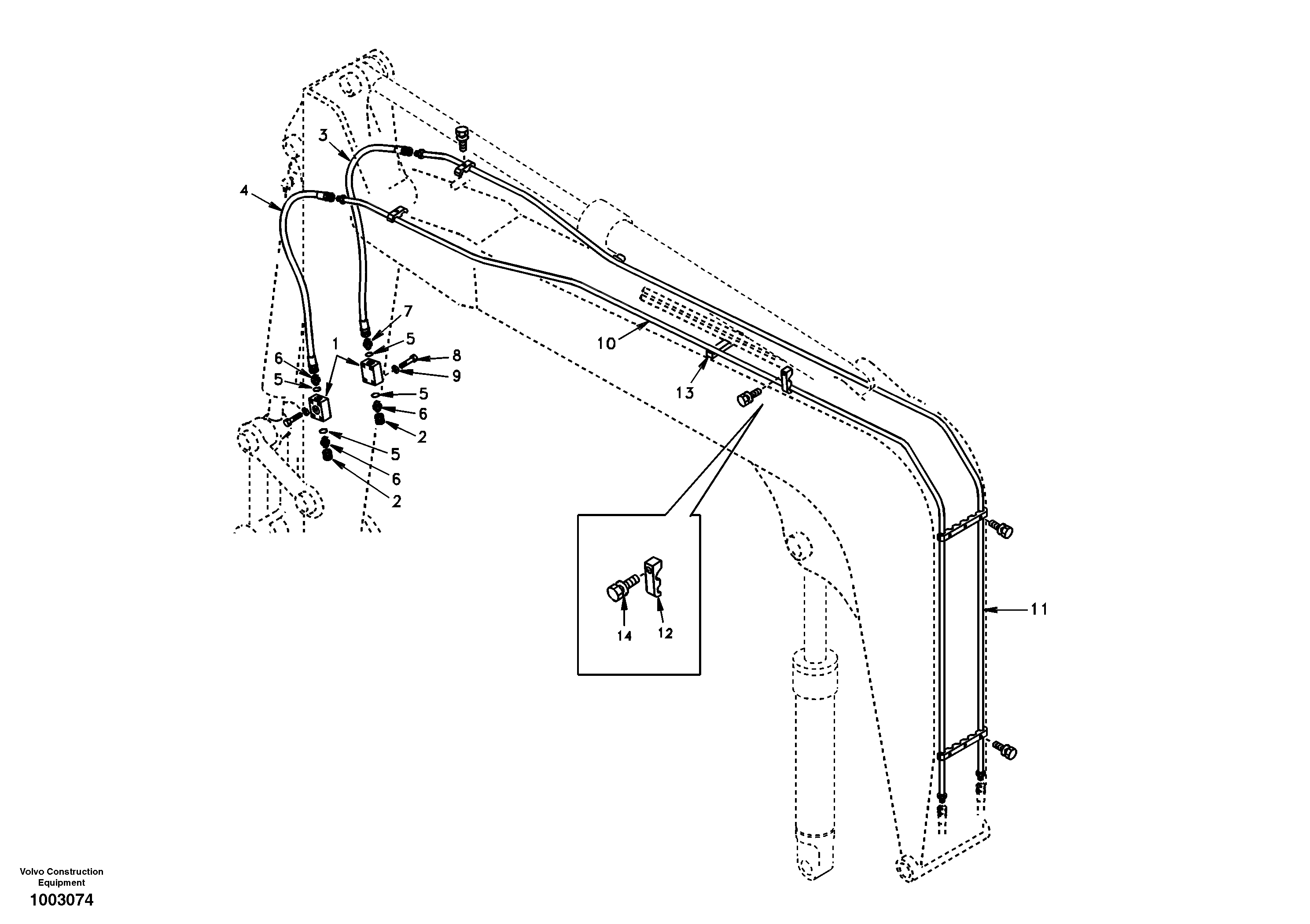 Схема запчастей Volvo EC55 - 21054 Working hydraulic, hammer and shear for boom EC55 SER NO 20001-