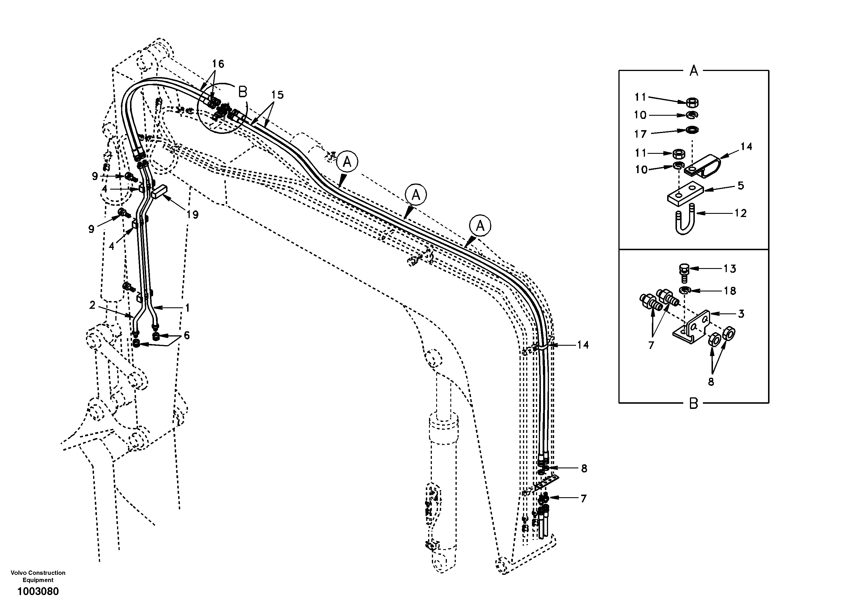 Схема запчастей Volvo EC55 - 44505 Quikfit hydraulic on attachment. Double - acting EC55 SER NO 20001-