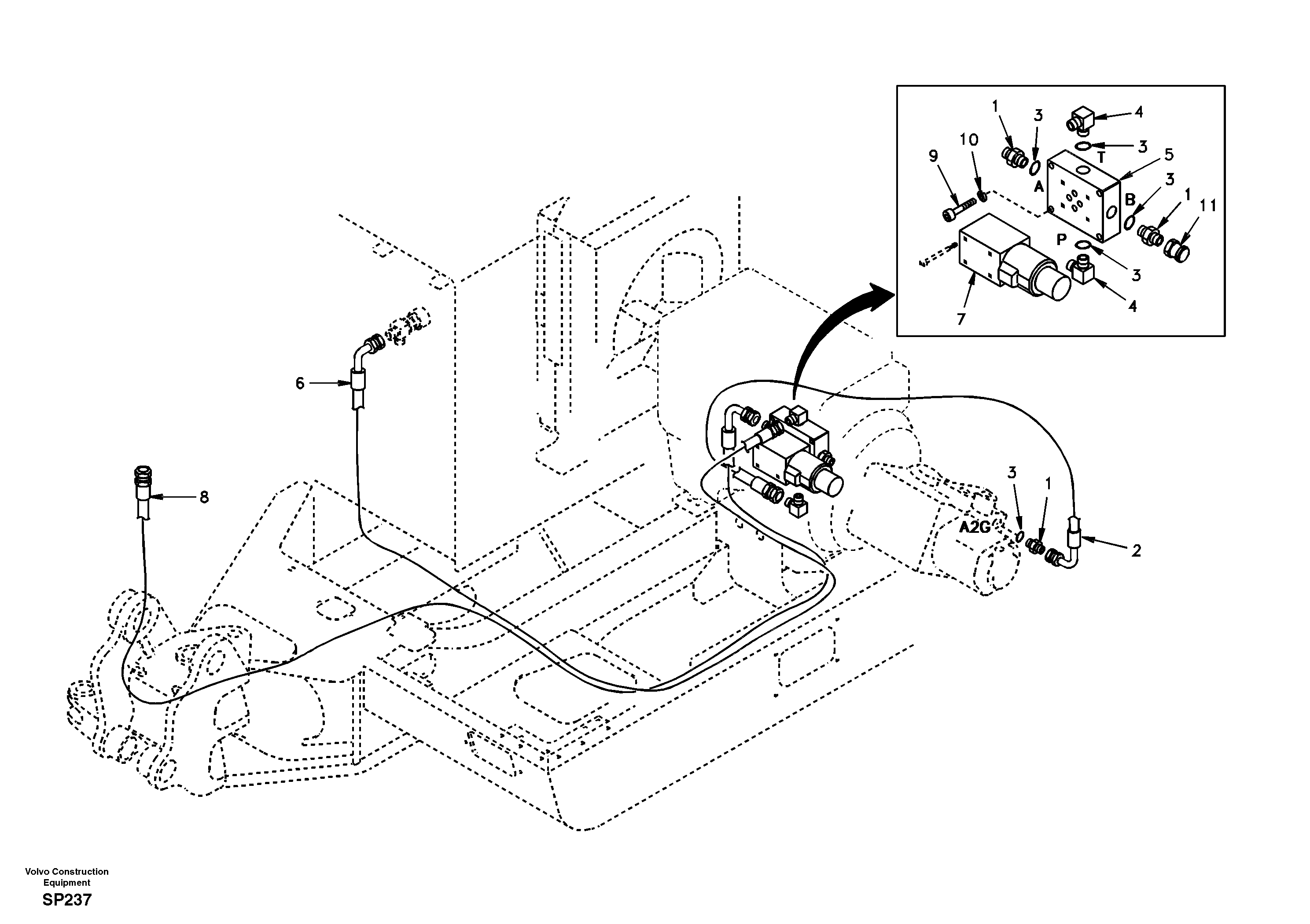 Схема запчастей Volvo EC55 - 79301 Quikfit hydraulic on upper. Single - acting EC55 SER NO 20001-
