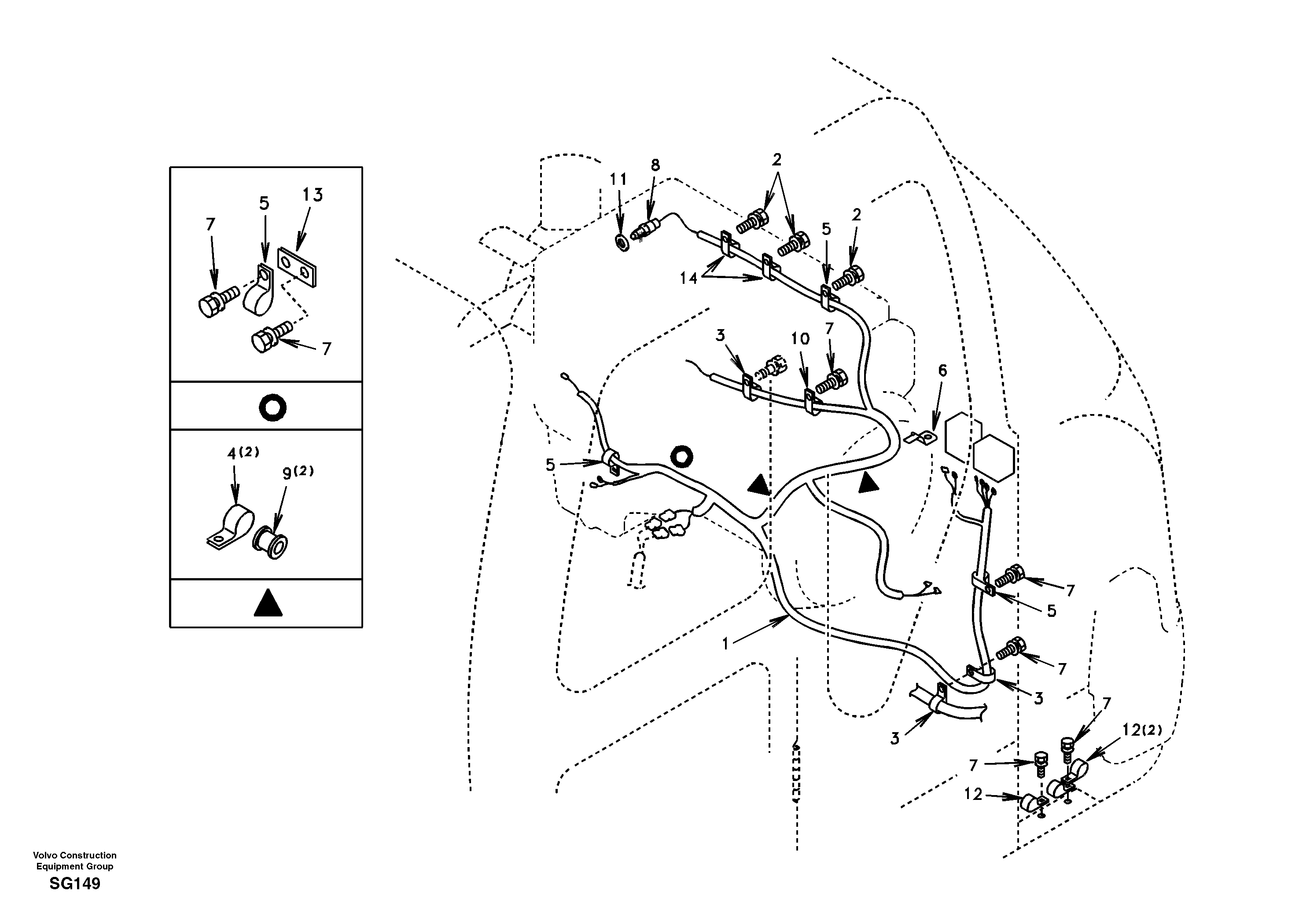 Схема запчастей Volvo EC55 - 41852 Cable harness, engine EC55 SER NO 3001 -