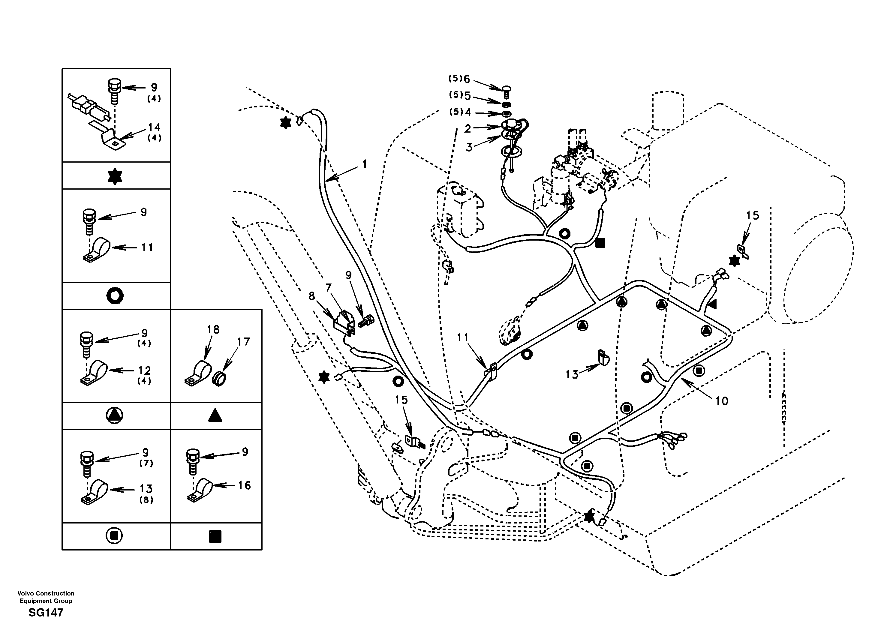 Схема запчастей Volvo EC55 - 54819 Cable and wire harness, main EC55 SER NO 3001 -
