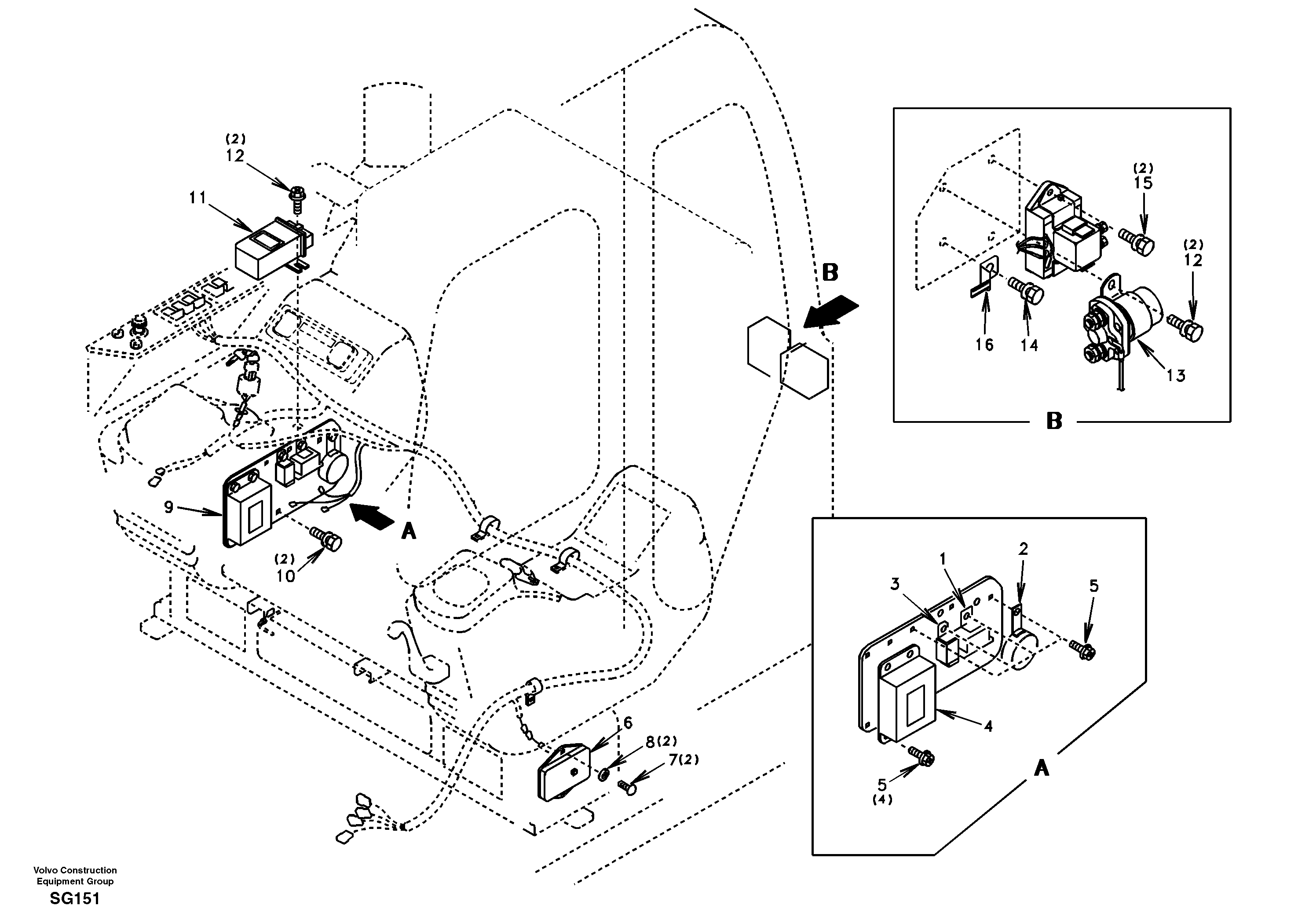 Схема запчастей Volvo EC55 - 47063 Electrical distribution box EC55 SER NO 3001 -