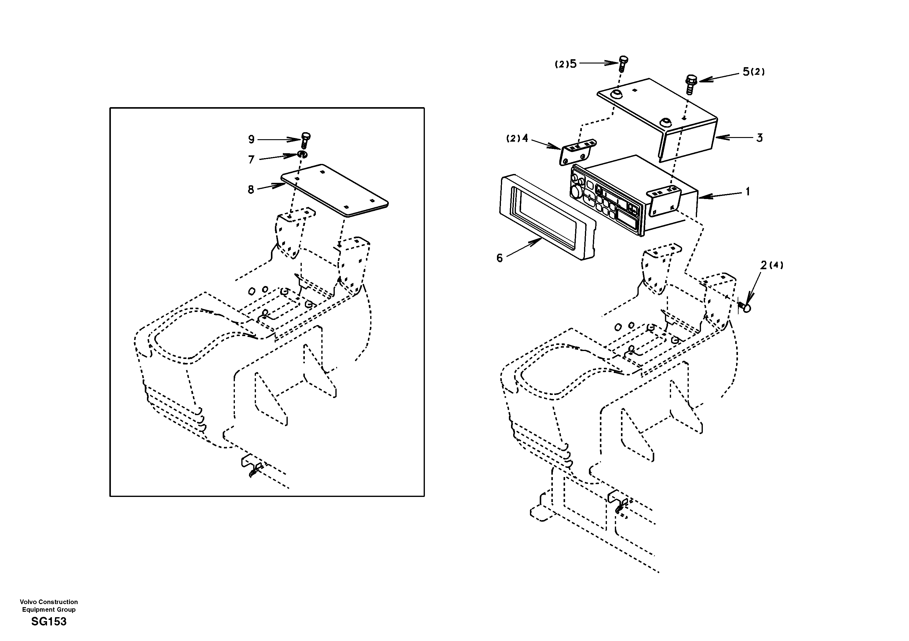 Схема запчастей Volvo EC55 - 66562 Cassette radio recorder with mounting details EC55 SER NO 3001 -