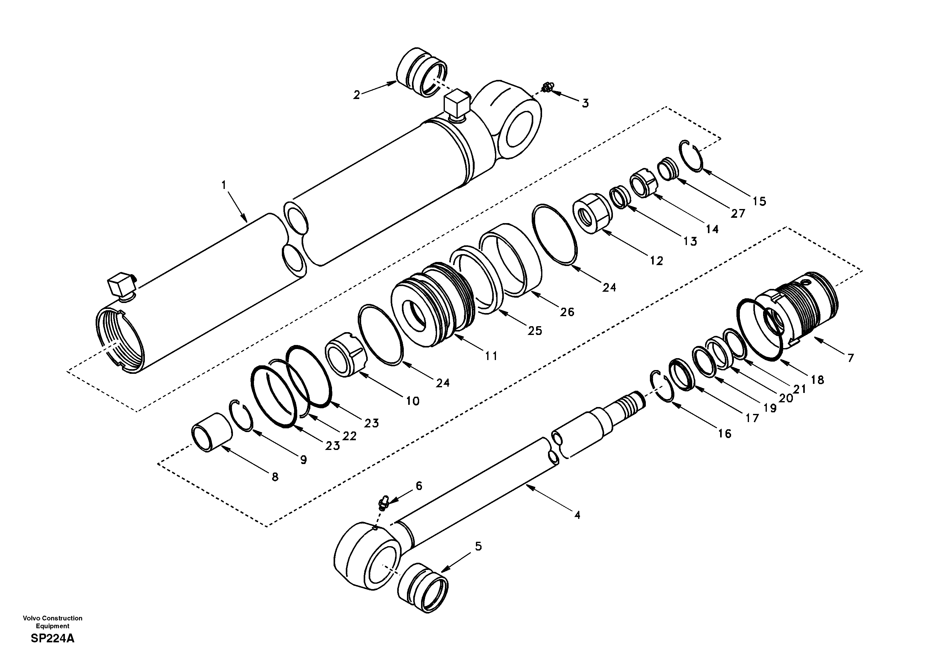 Схема запчастей Volvo EC55 - 37847 Boom swing cylinder EC55 SER NO 20001-