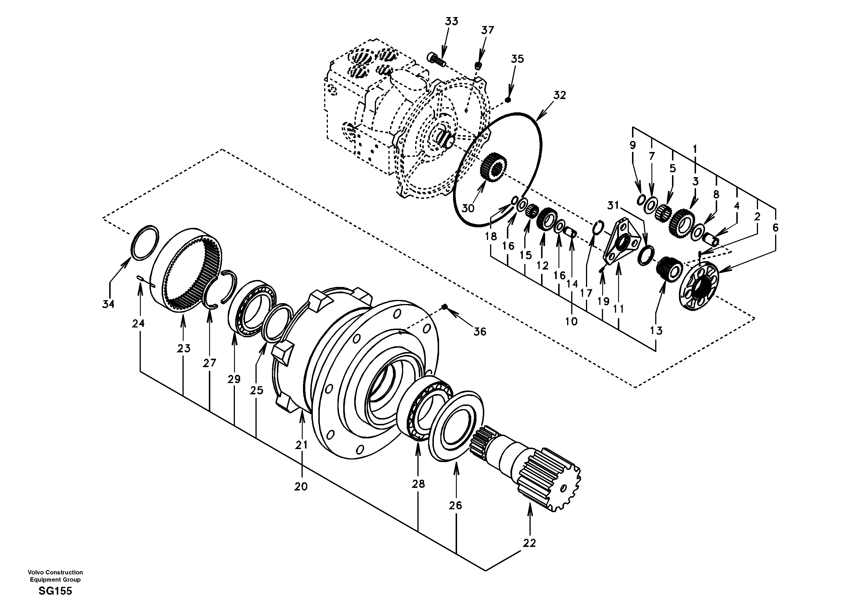 Схема запчастей Volvo EC55 - 41853 Swing gearbox EC55 SER NO 3001 -