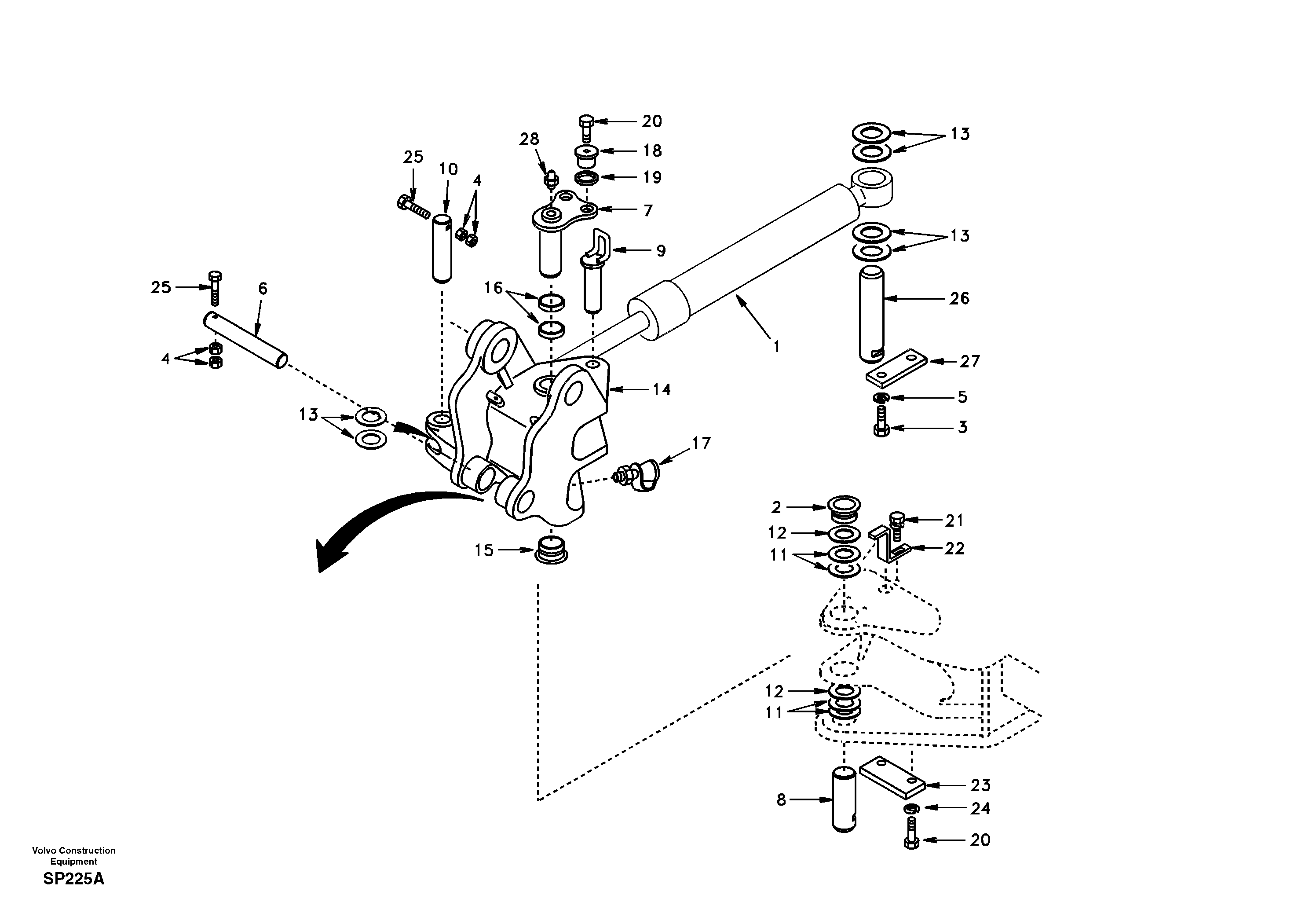 Схема запчастей Volvo EC55 - 38007 Links to boom and boom cylinder mounting EC55 SER NO 20001-