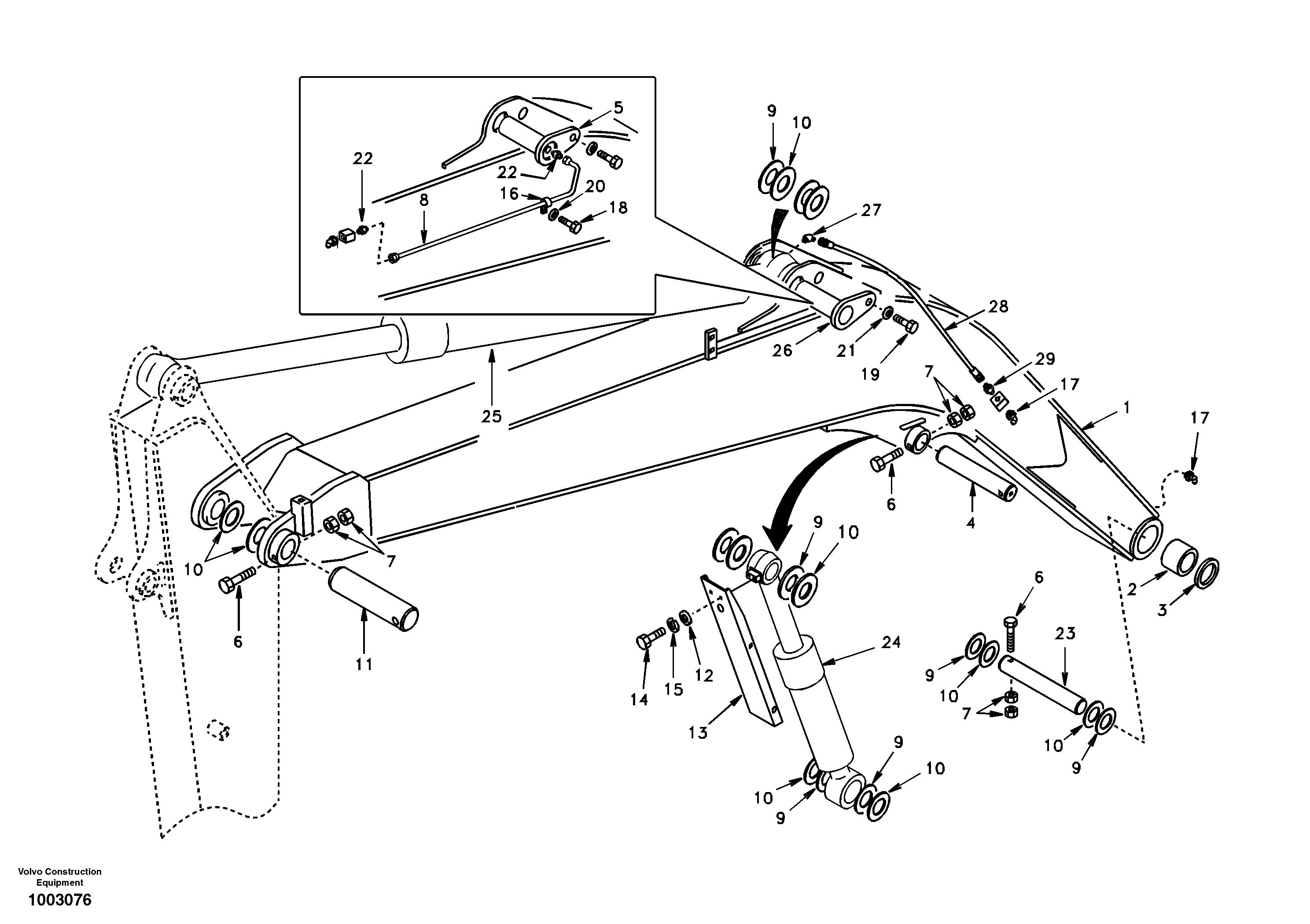 Схема запчастей Volvo EC55 - 57534 Links to boom, mono EC55 SER NO 20001-