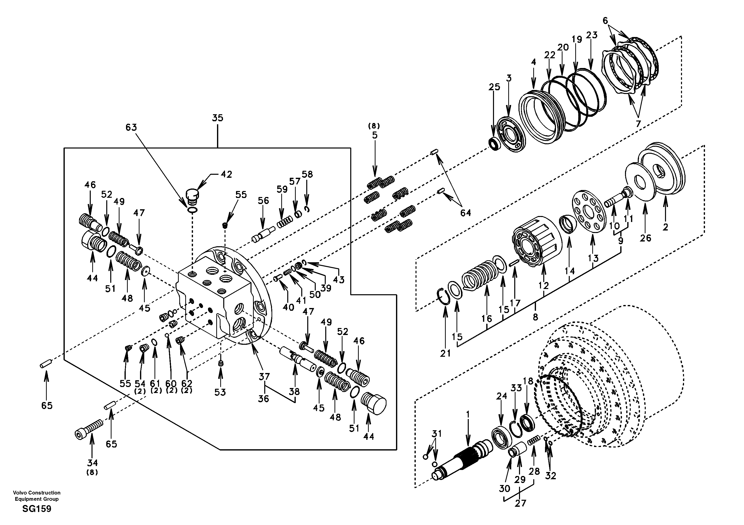 Схема запчастей Volvo EC55 - 86553 Гидромотор хода EC55 SER NO 3001 -