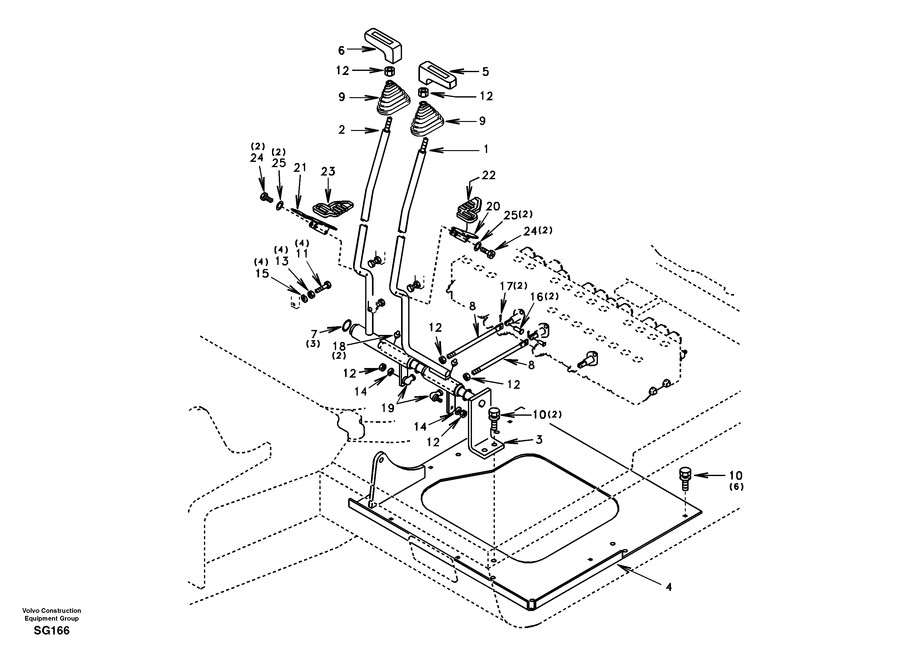 Схема запчастей Volvo EC55 - 32887 Control links, travel EC55 SER NO 3001 -