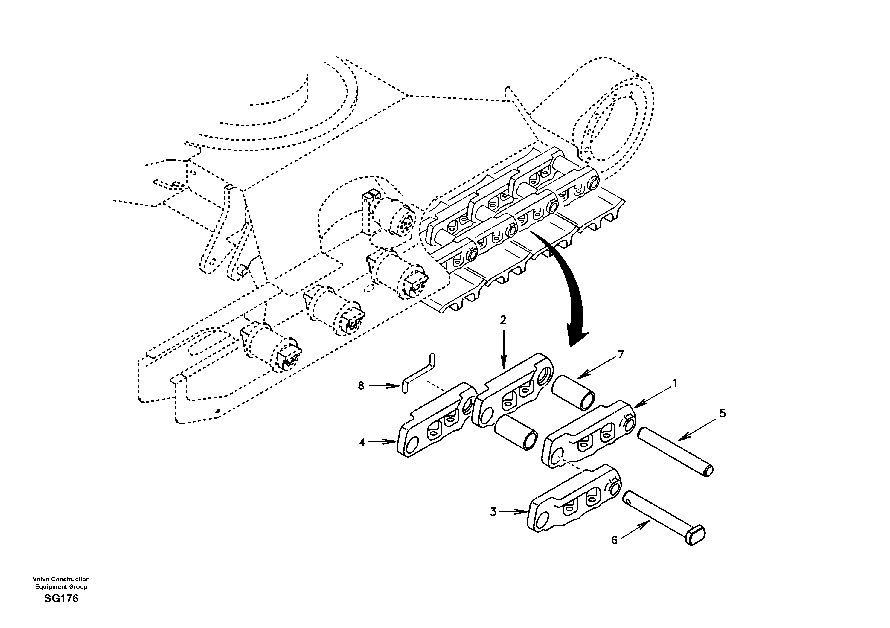Схема запчастей Volvo EC55 - 41866 Гусеничная цепь EC55 SER NO 3001 -