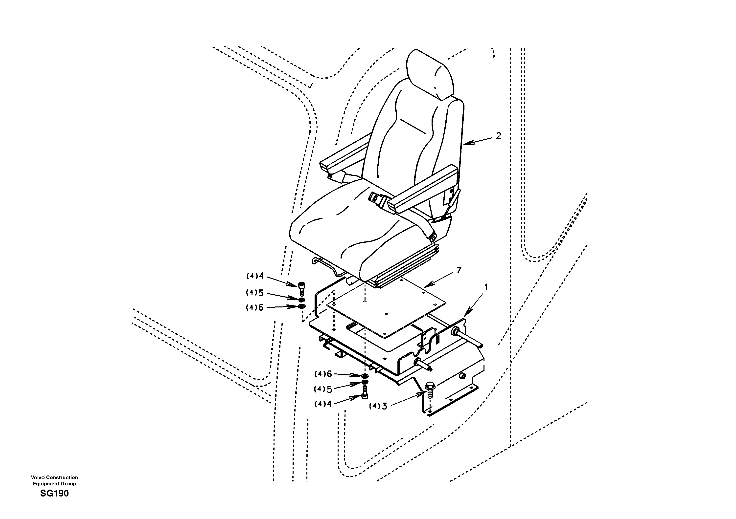 Схема запчастей Volvo EC55 - 41162 Operator seat with fitting parts EC55 SER NO 3001 -