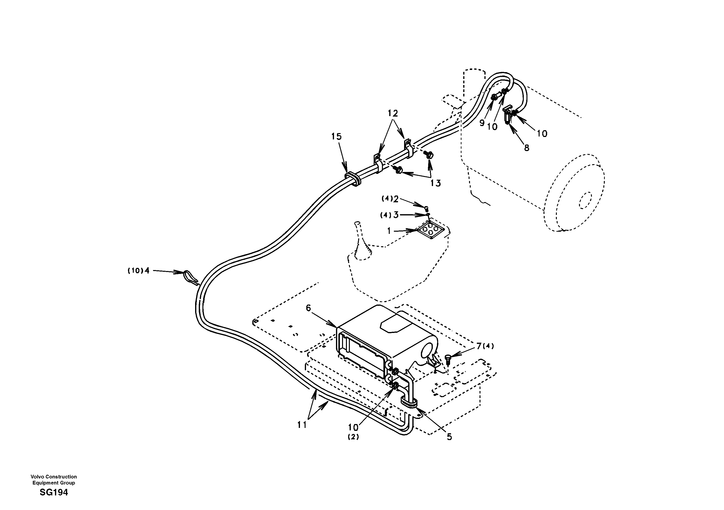 Схема запчастей Volvo EC55 - 96439 Heating line EC55 SER NO 3001 -