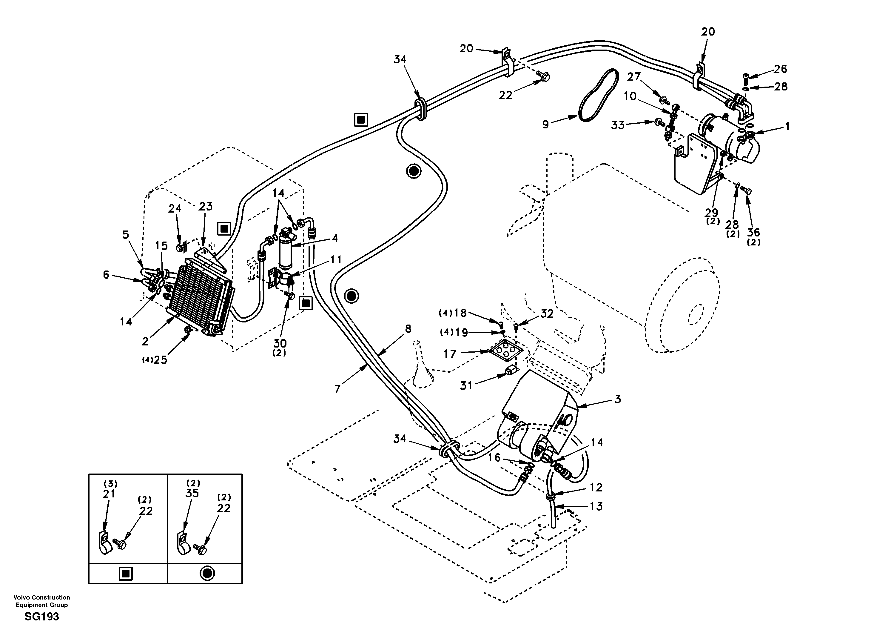 Схема запчастей Volvo EC55 - 99877 Air conditioning unit line EC55 SER NO 3001 -