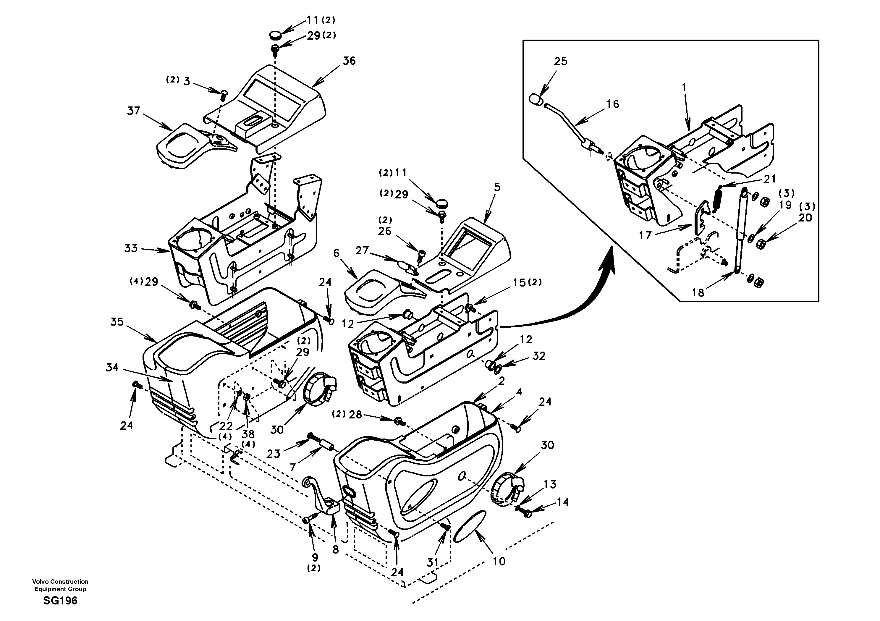 Схема запчастей Volvo EC55 - 50527 Instrument panel, control panel EC55 SER NO 3001 -