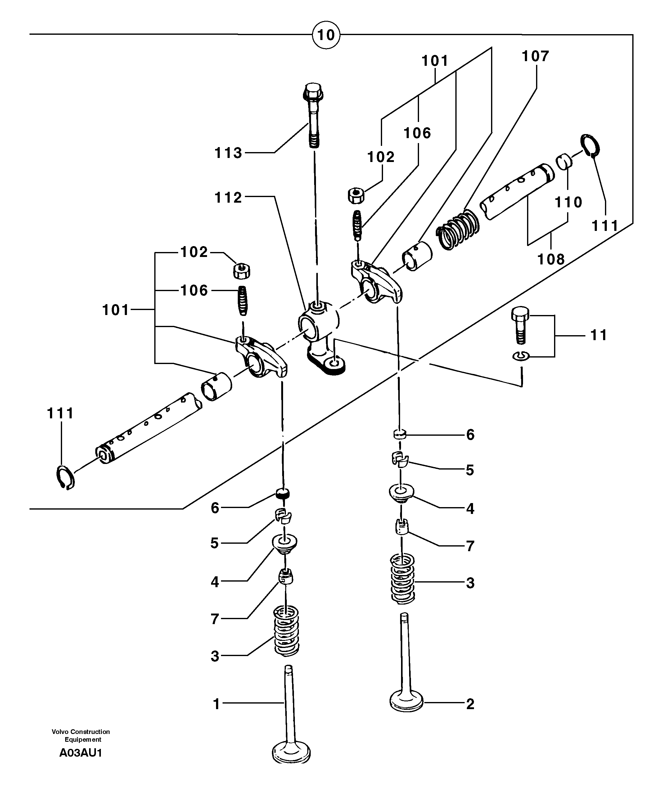 Схема запчастей Volvo EC70 - 62 Ось (вал) коромысла EC70 TYPE 233