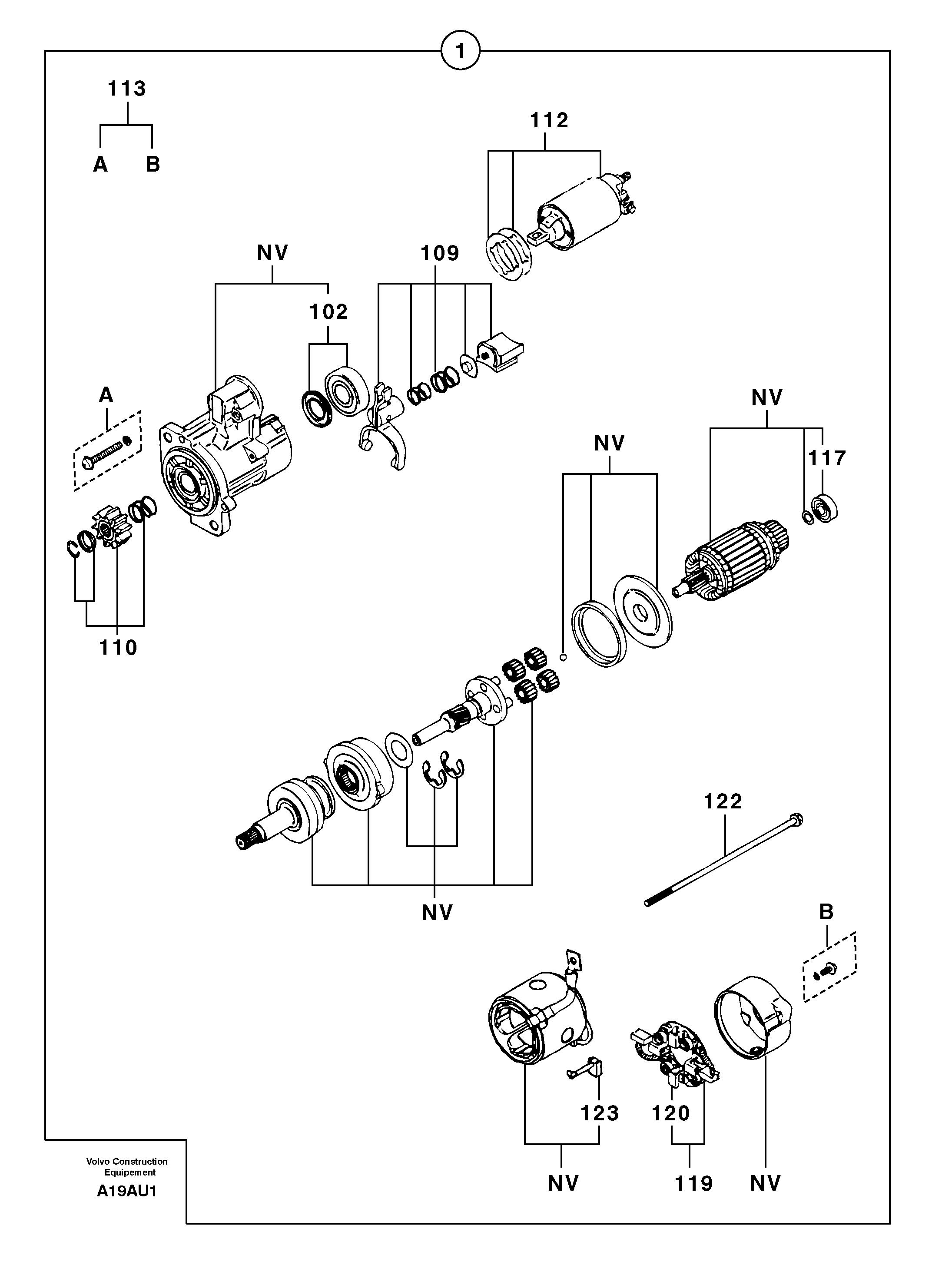 Схема запчастей Volvo EC70 - 647 Starter motor EC70 TYPE 233