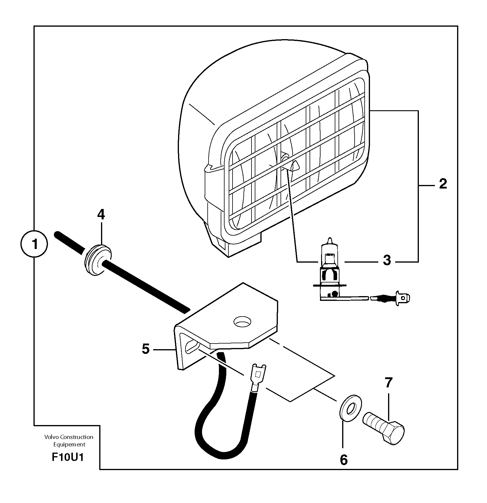 Схема запчастей Volvo EC70 - 651 Rear headlight on cab EC70 TYPE 233