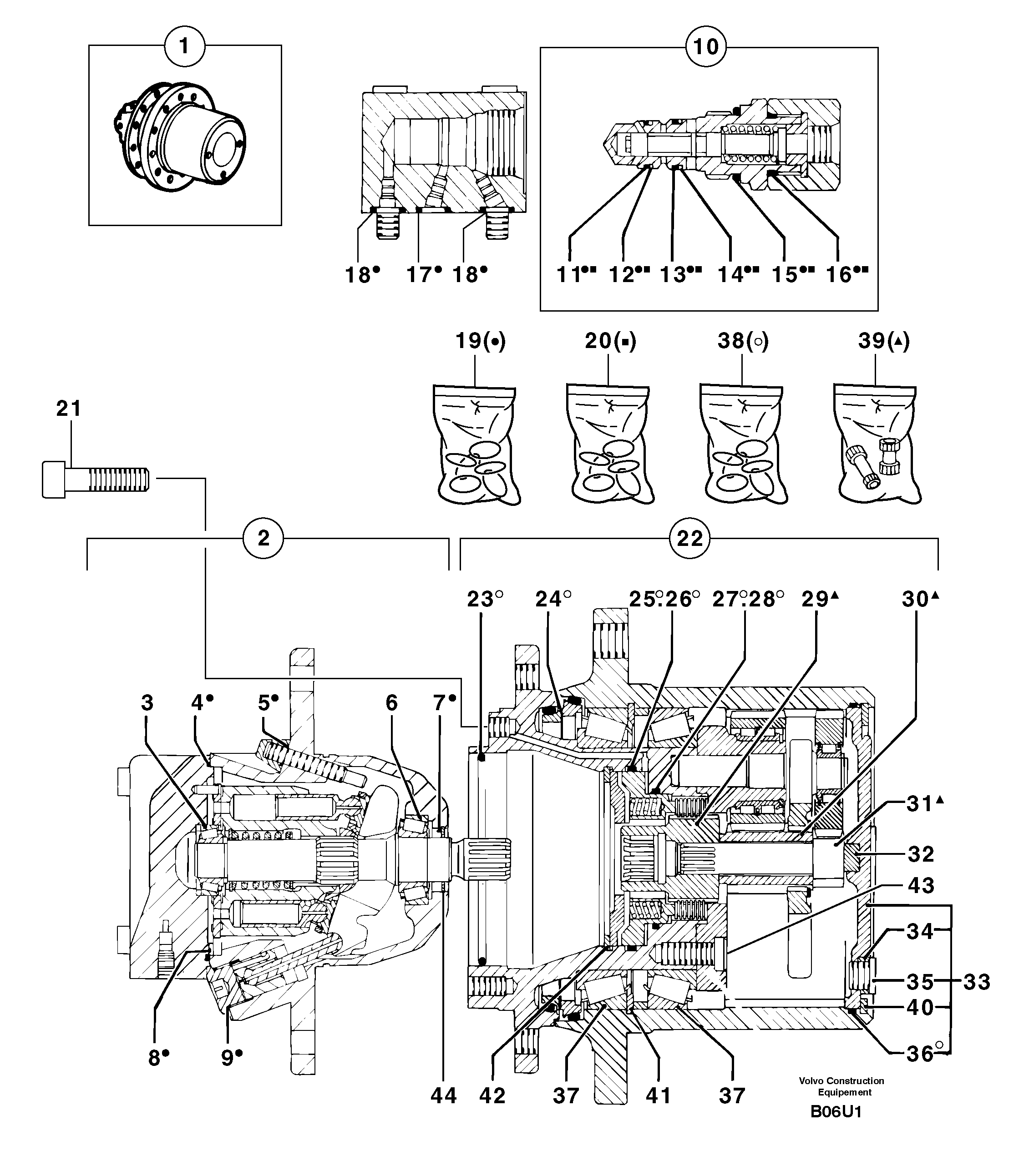 Схема запчастей Volvo EC70 - 1925 Travelling gear motor assy EC70 TYPE 233