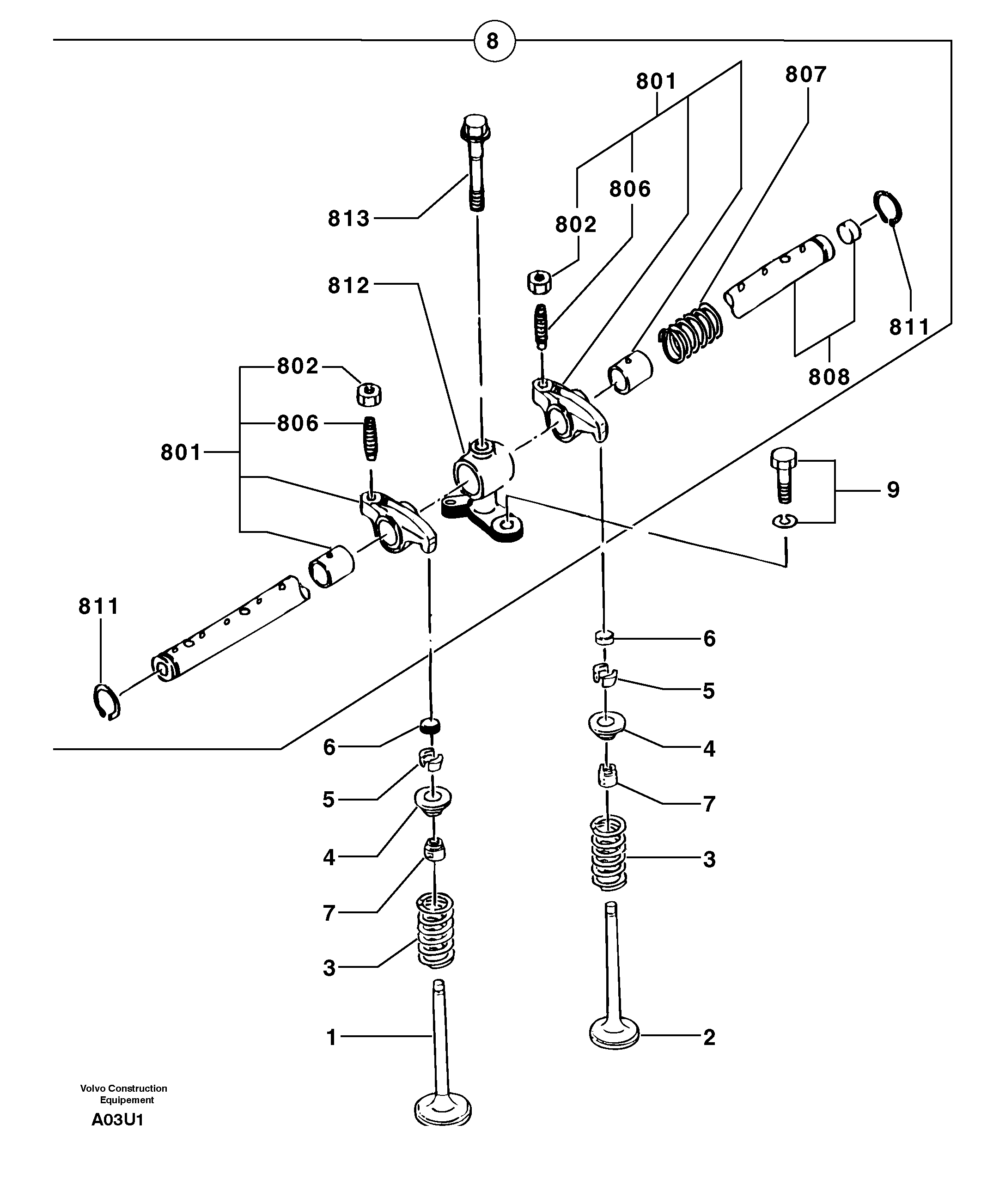 Схема запчастей Volvo EC70 - 2544 Ось (вал) коромысла EC70VV TYPE 233