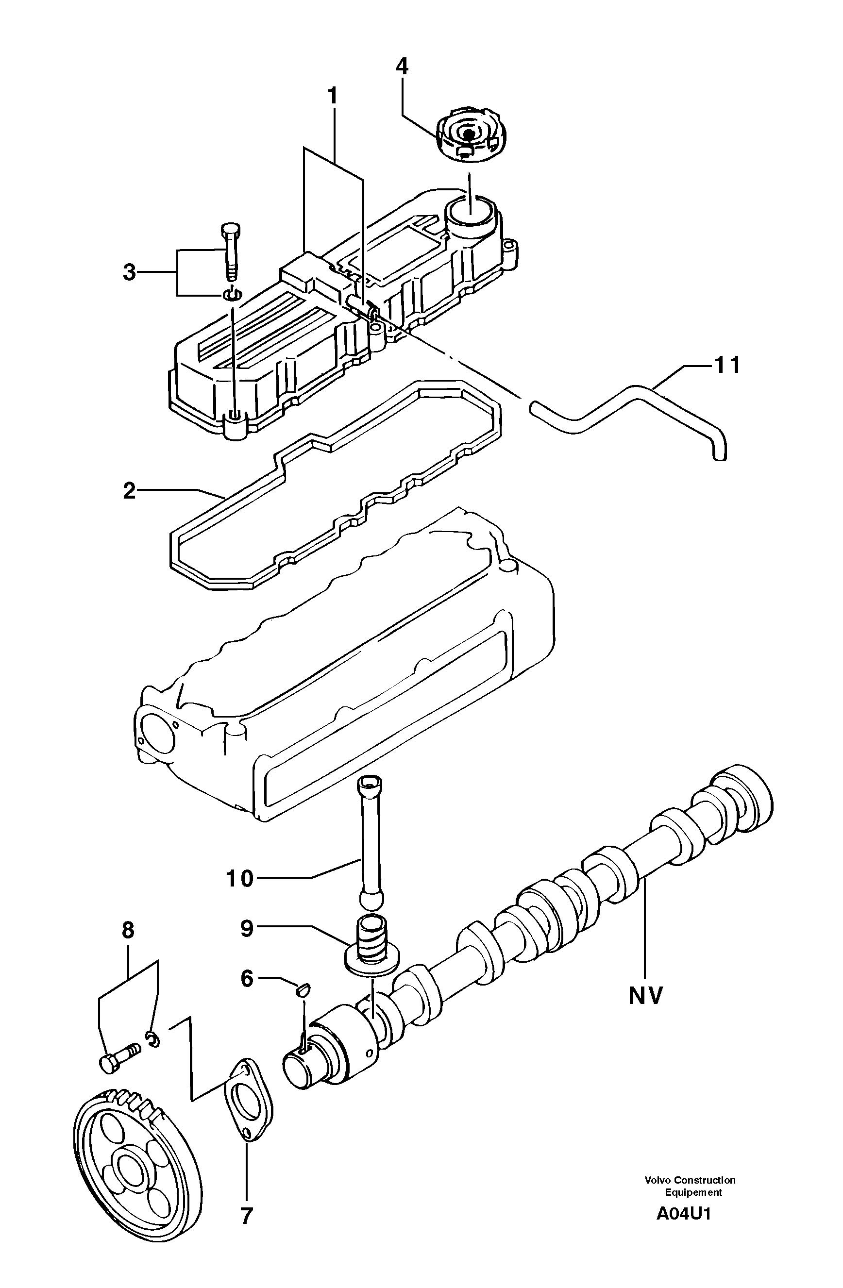 Схема запчастей Volvo EC70 - 2546 Cover / camshaft EC70VV TYPE 233