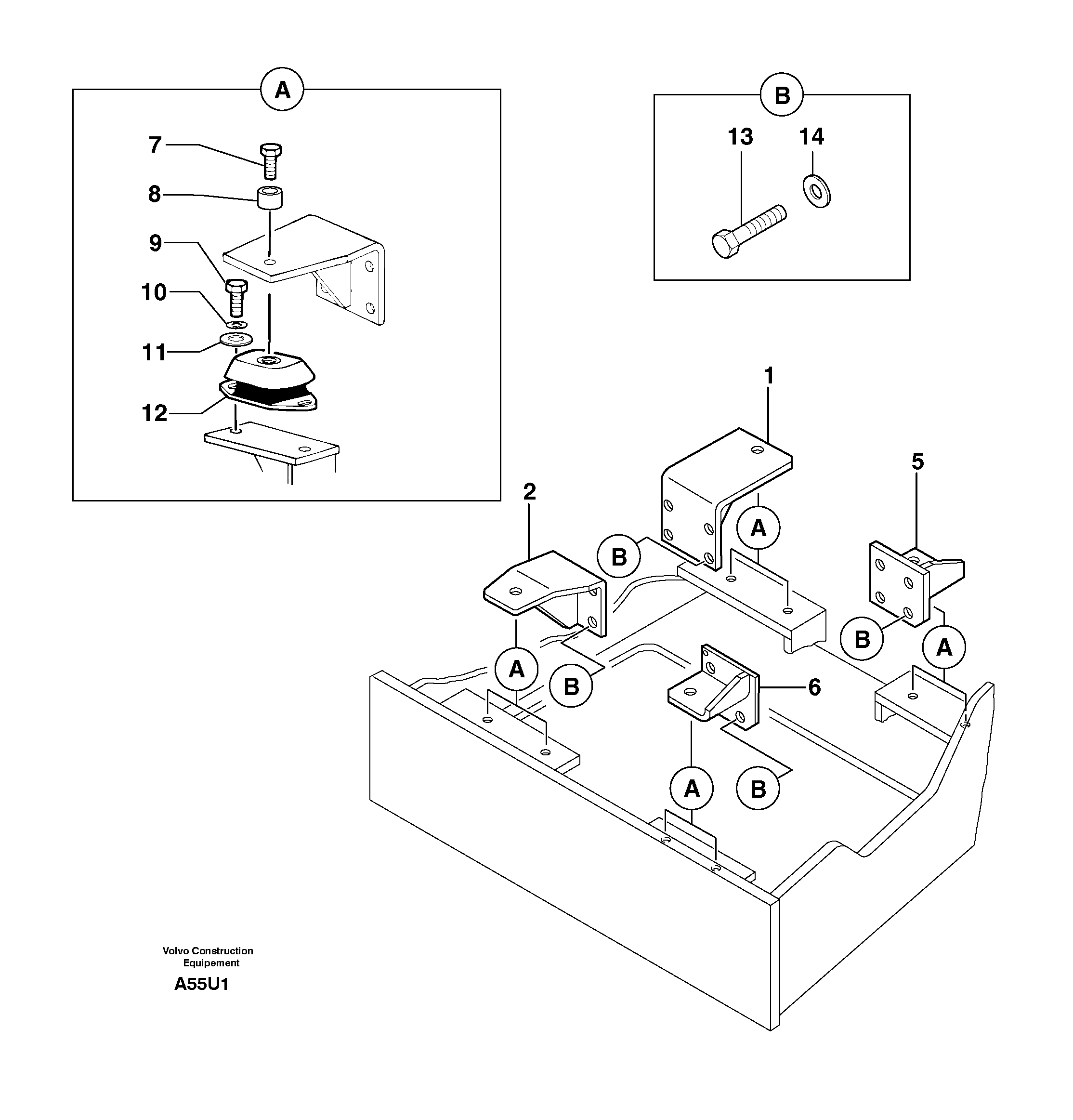 Схема запчастей Volvo EC70 - 31758 Engine mounts EC70VV TYPE 233