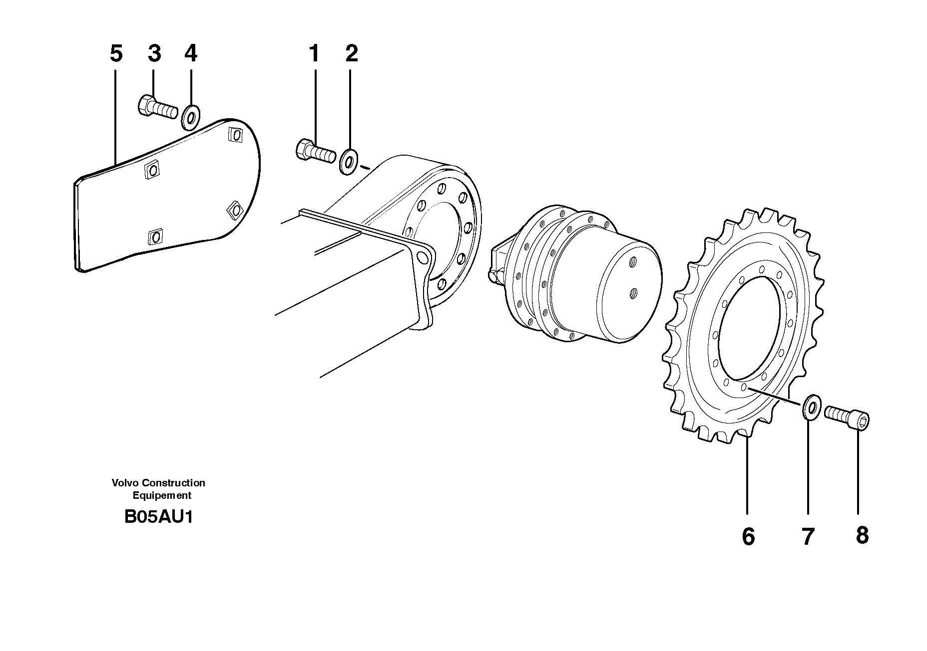 Схема запчастей Volvo EC70 - 1946 Travelling gear motor assy / sprocket EC70 TYPE 233