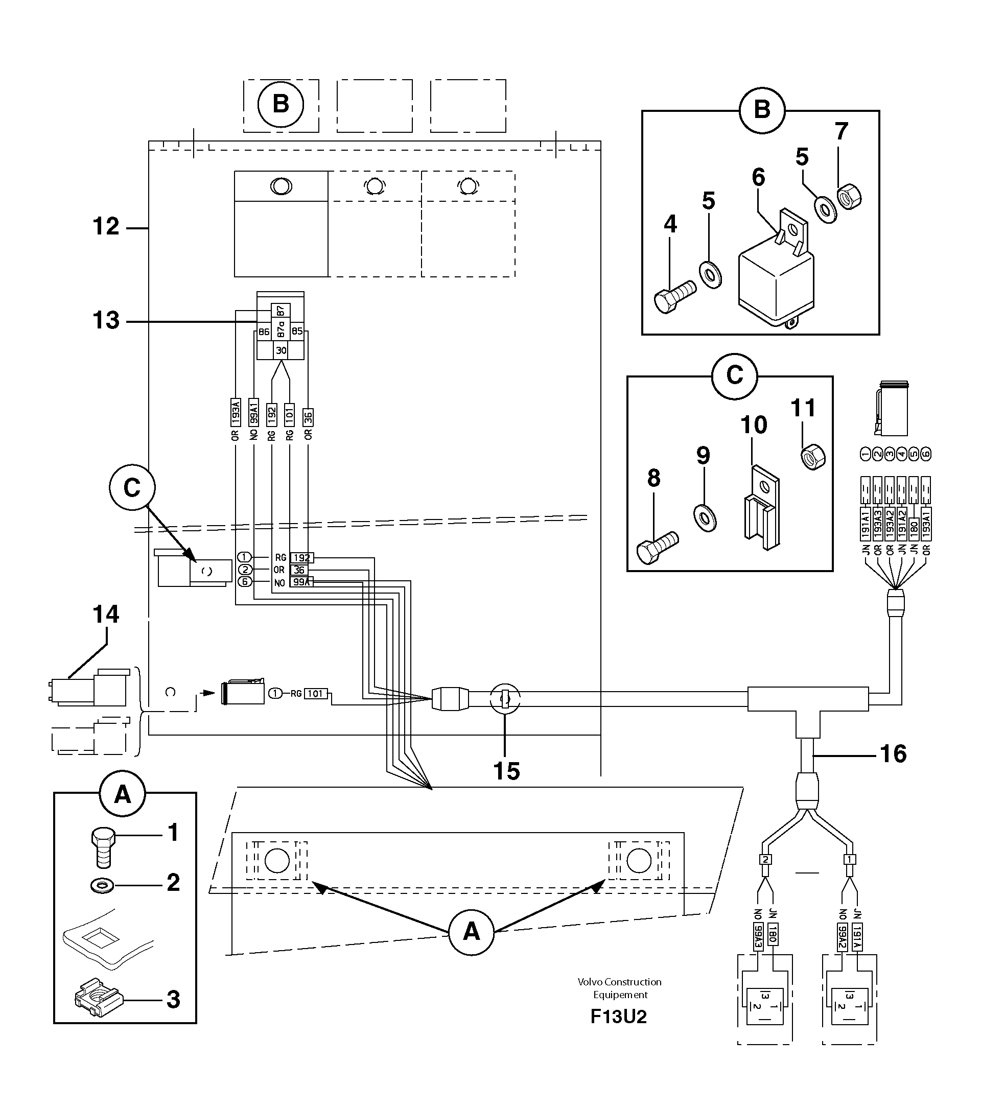 Схема запчастей Volvo EC70 - 3266 Electrical system / articulated boom EC70VV TYPE 233