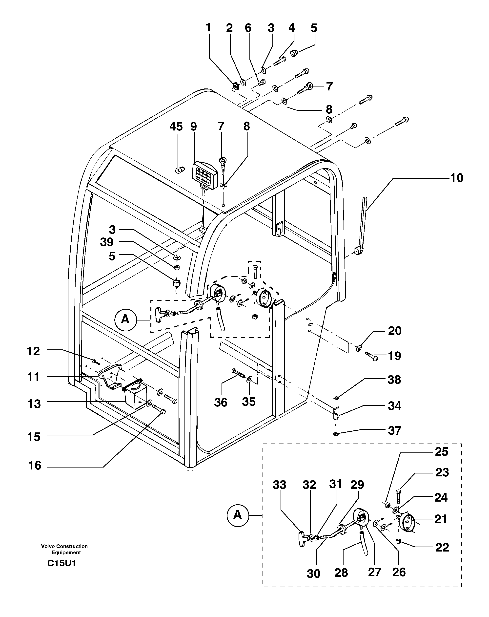 Схема запчастей Volvo EC70 - 1521 Cab : accessories EC70 TYPE 233