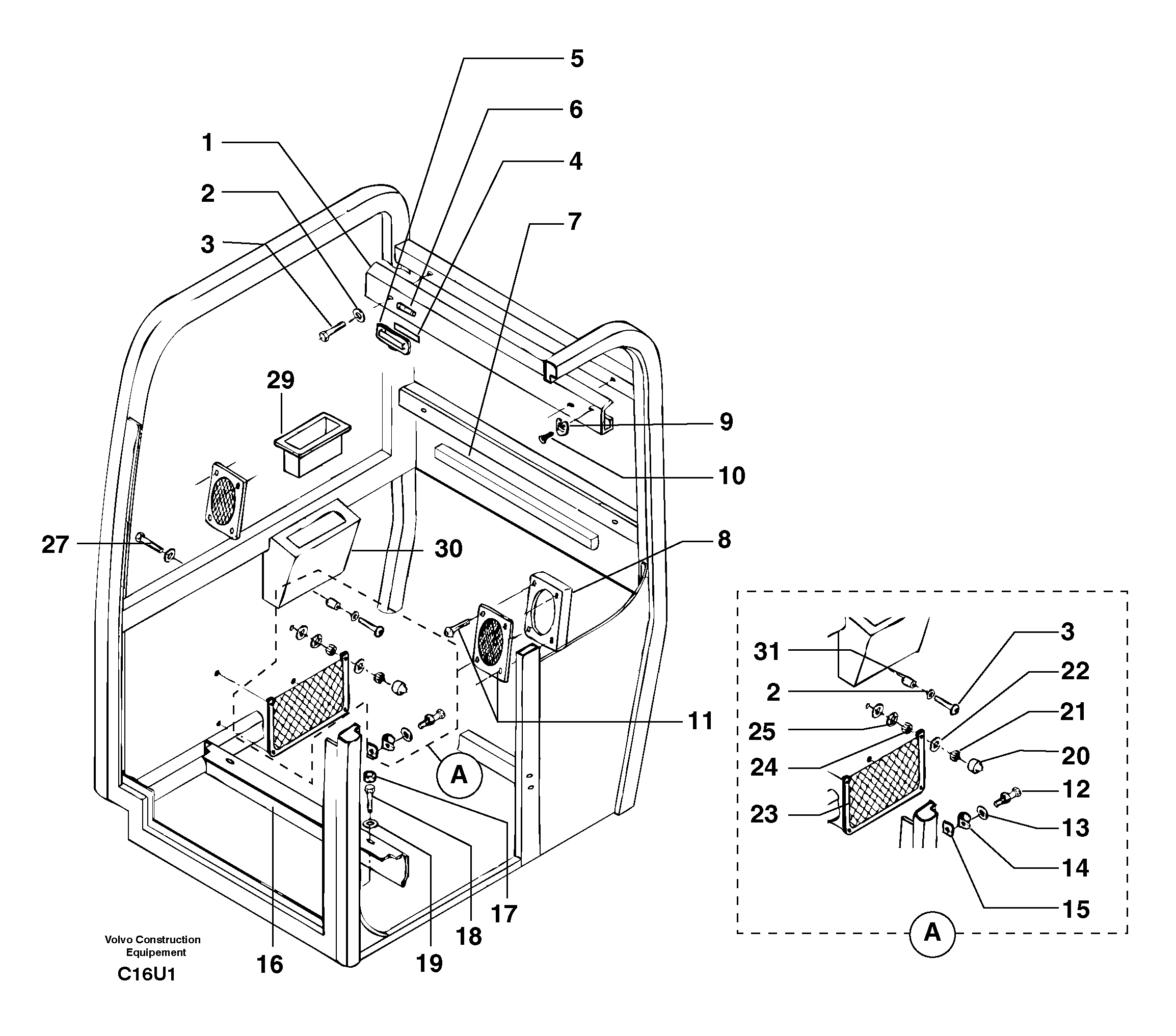 Схема запчастей Volvo EC70 - 1823 Cab : accessories EC70 TYPE 233