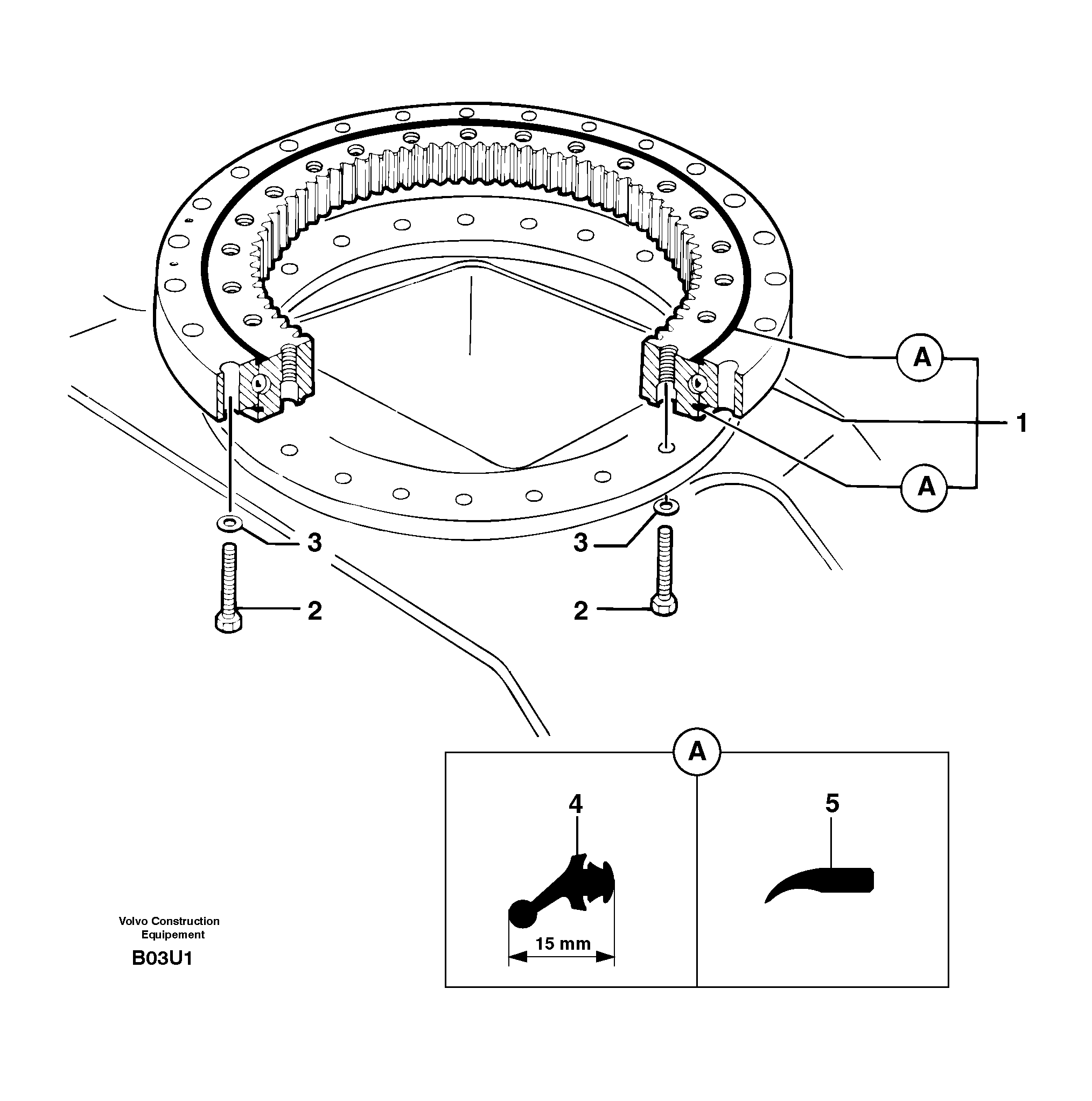 Схема запчастей Volvo EC70 - 3296 Slewing ring EC70VV TYPE 233