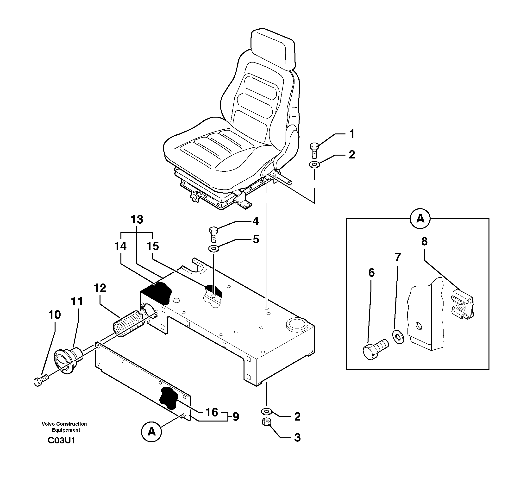 Схема запчастей Volvo EC70 - 1824 Operators station : plating EC70 TYPE 233