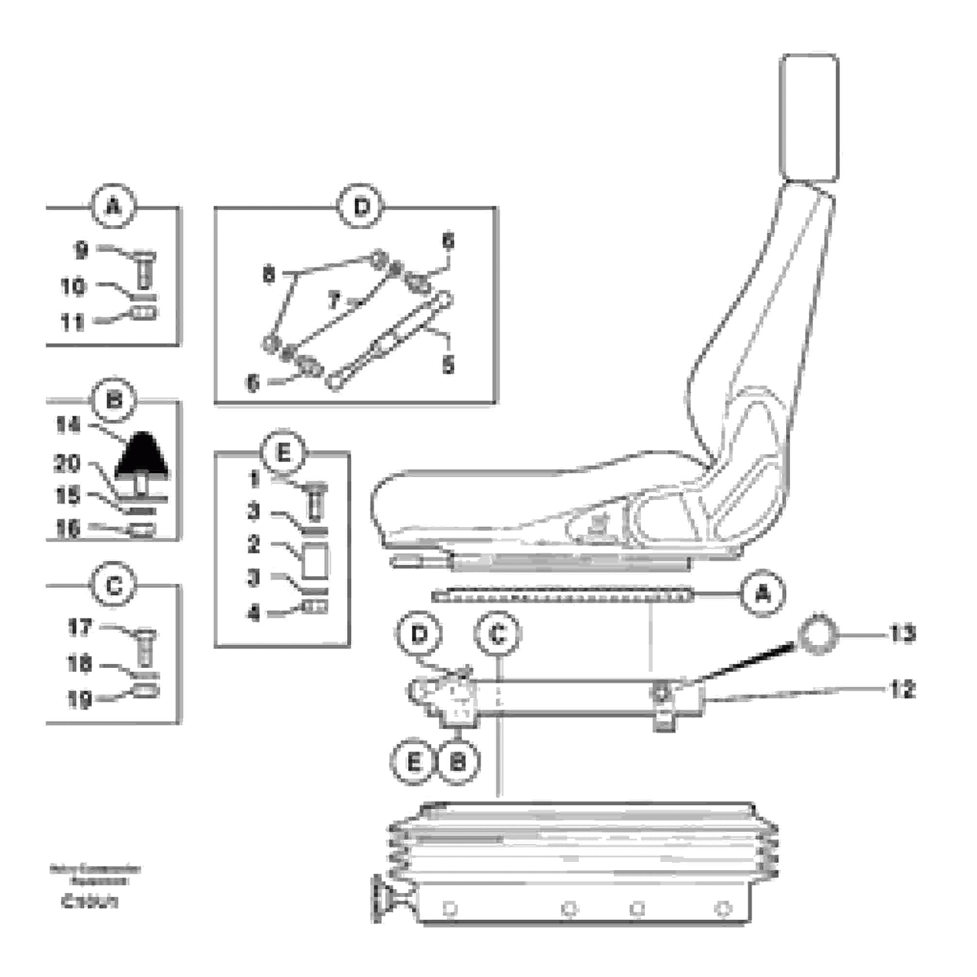 Схема запчастей Volvo EC70 - 1825 Suspended seat ( holding fixture ) EC70 TYPE 233